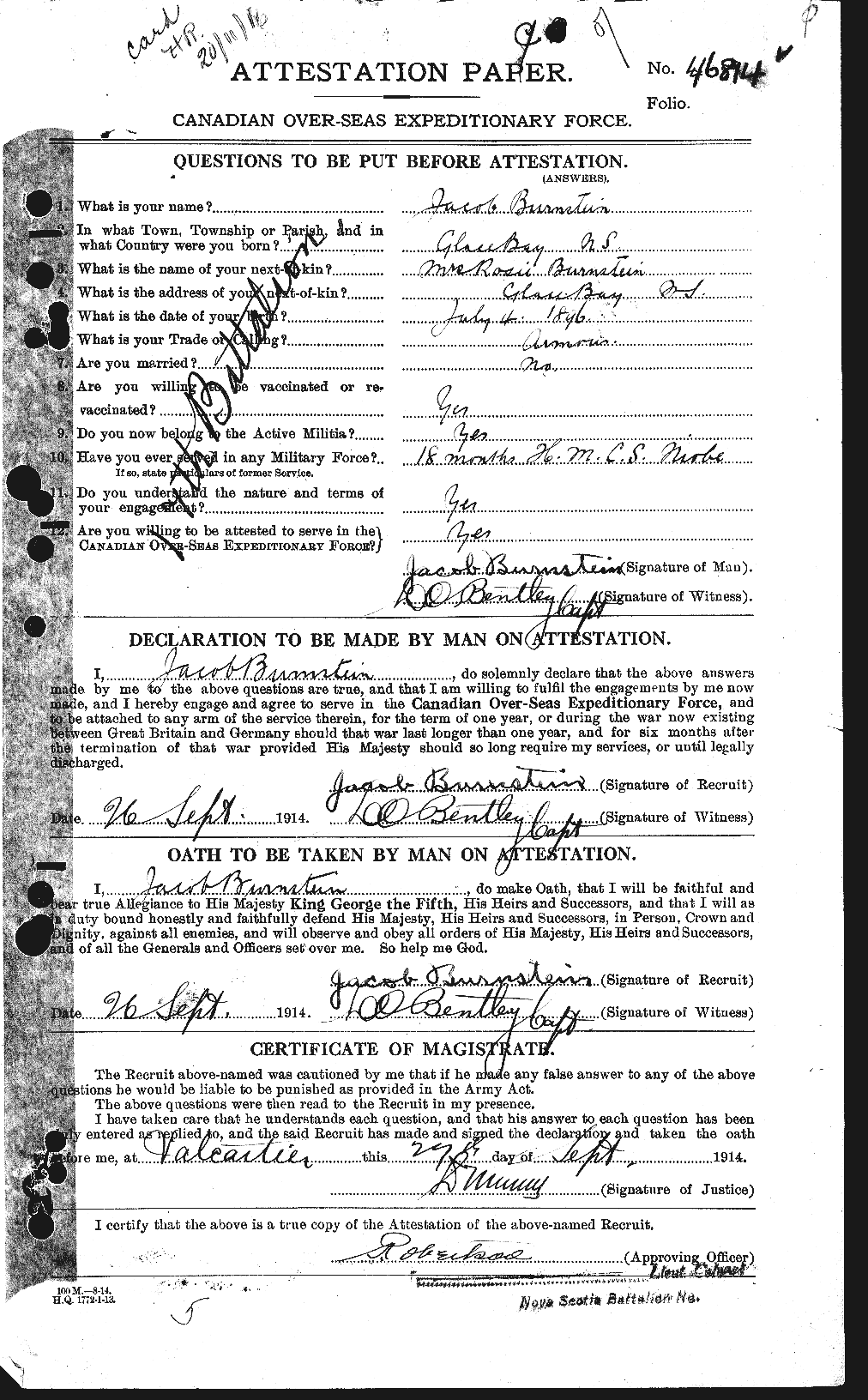 Personnel Records of the First World War - CEF 273888a