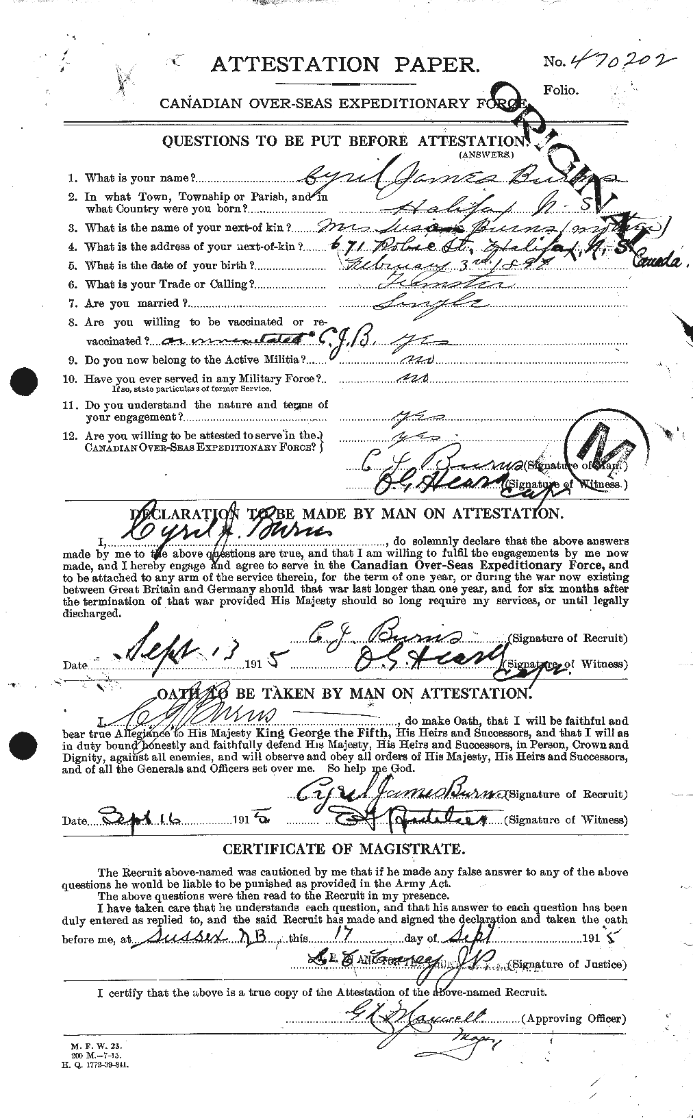 Personnel Records of the First World War - CEF 274042a