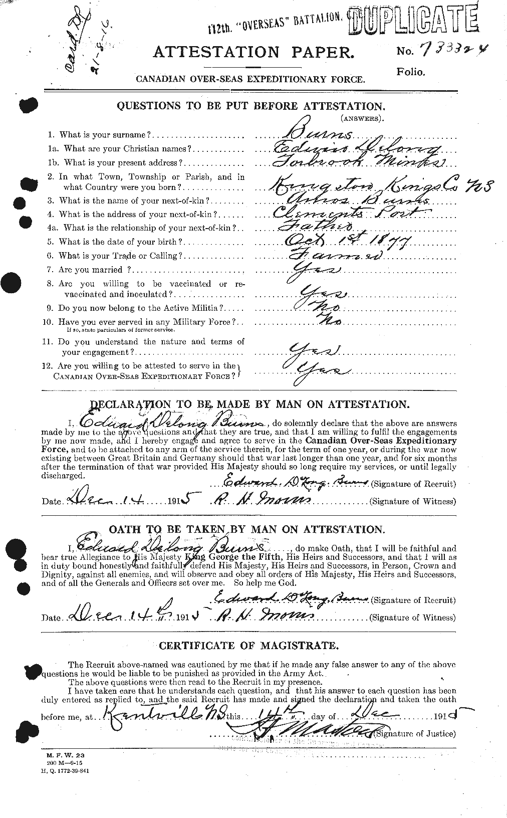 Personnel Records of the First World War - CEF 274083a