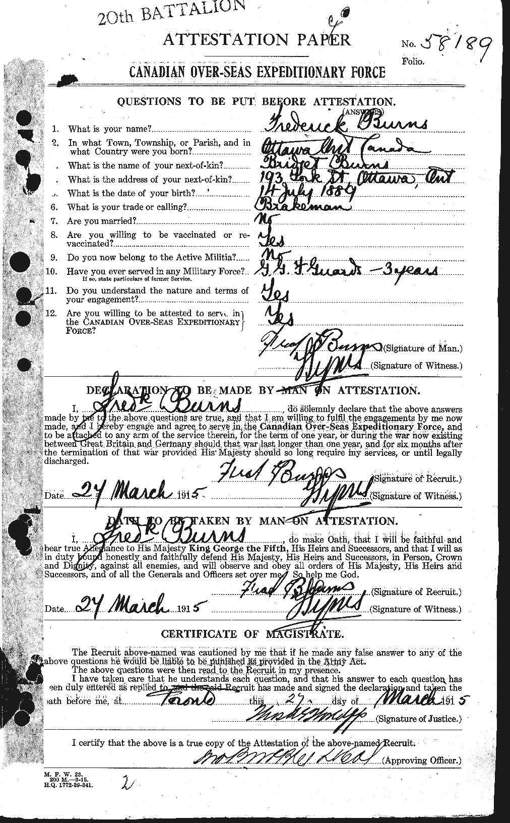 Personnel Records of the First World War - CEF 274114a