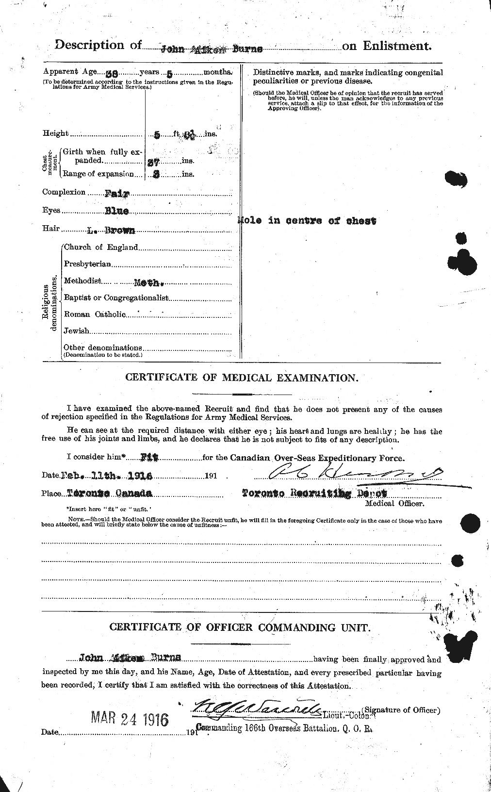 Dossiers du Personnel de la Première Guerre mondiale - CEC 274287b