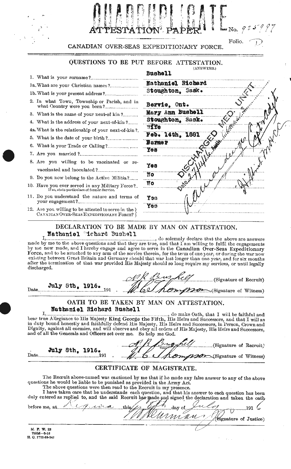 Personnel Records of the First World War - CEF 274480a