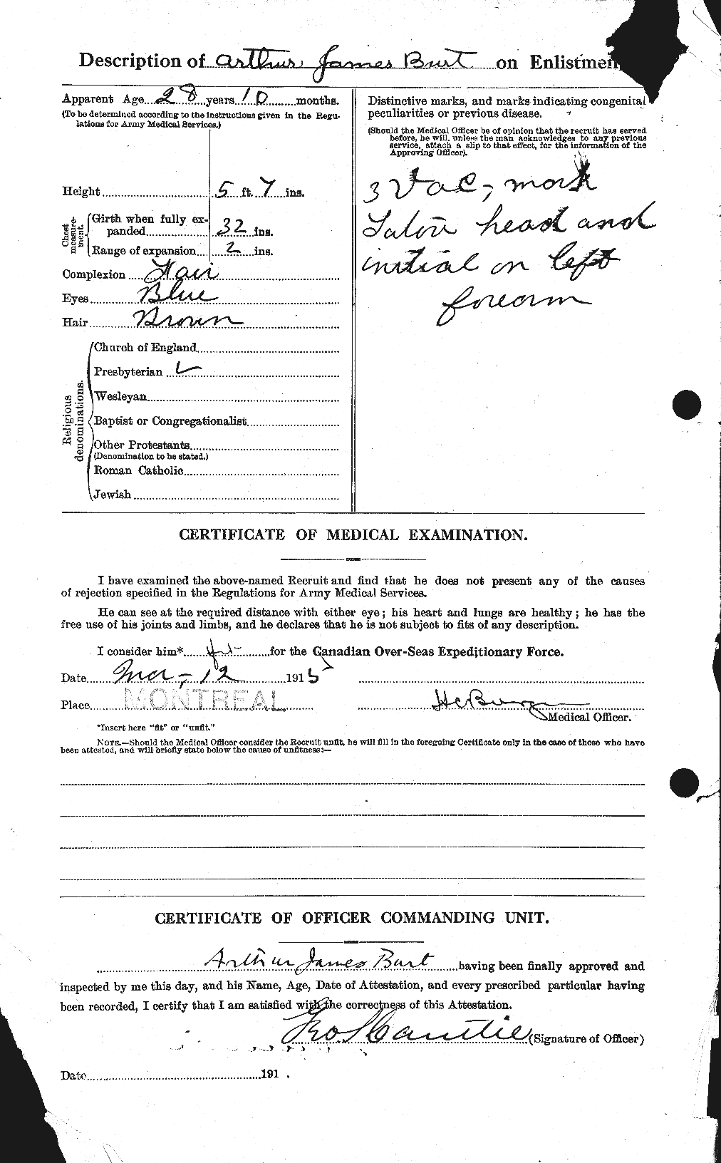Dossiers du Personnel de la Première Guerre mondiale - CEC 274975b