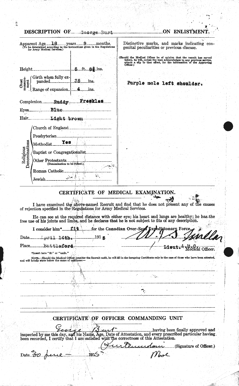 Dossiers du Personnel de la Première Guerre mondiale - CEC 275007b
