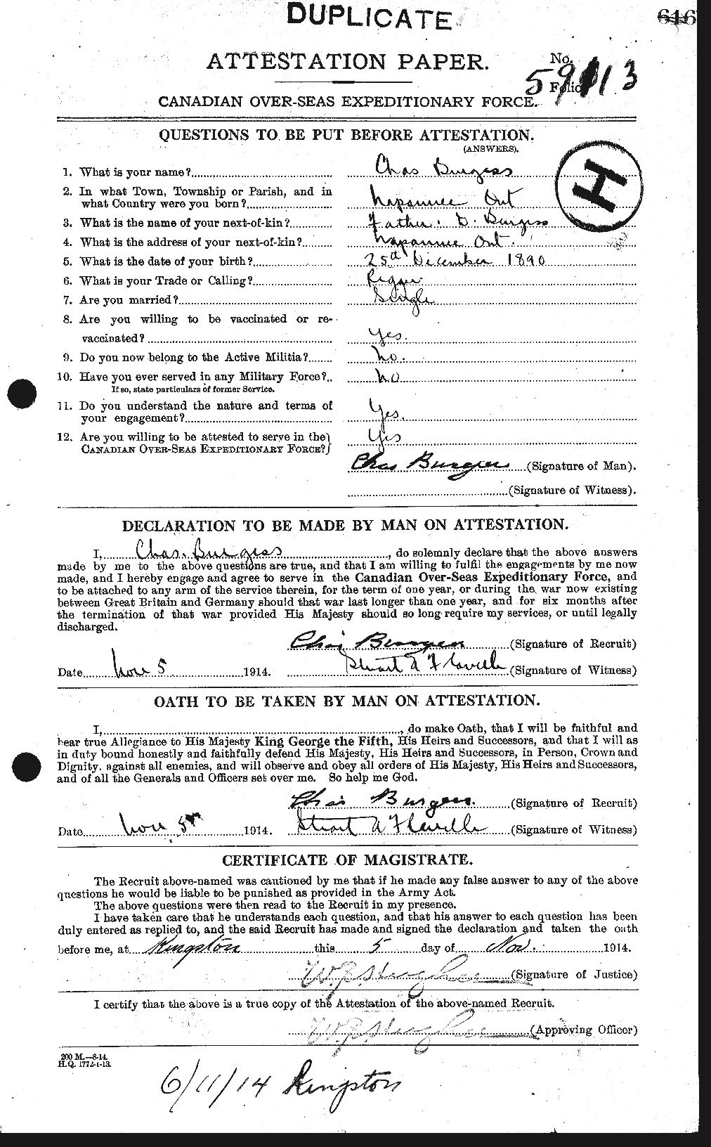Personnel Records of the First World War - CEF 275336a