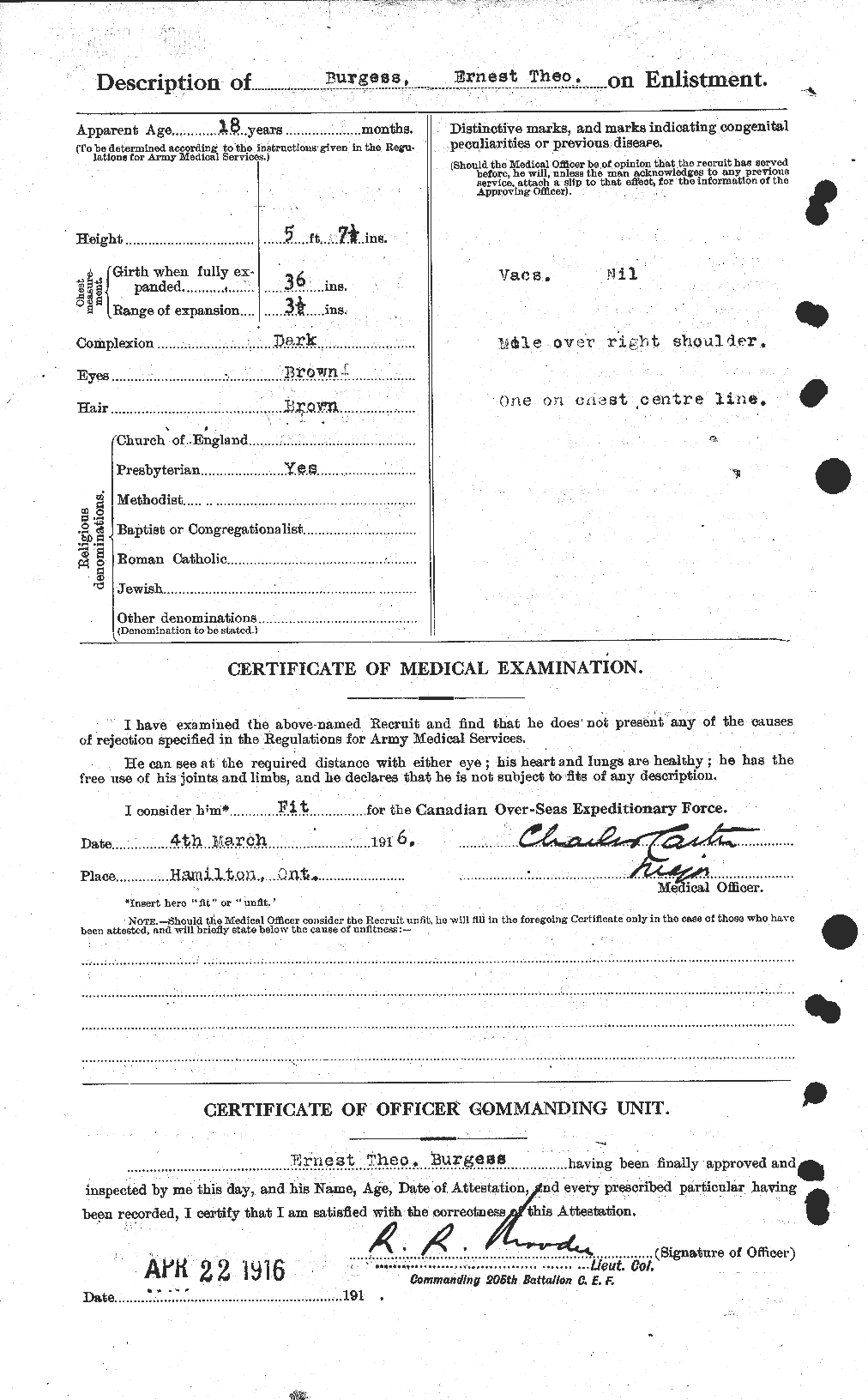 Dossiers du Personnel de la Première Guerre mondiale - CEC 275386b
