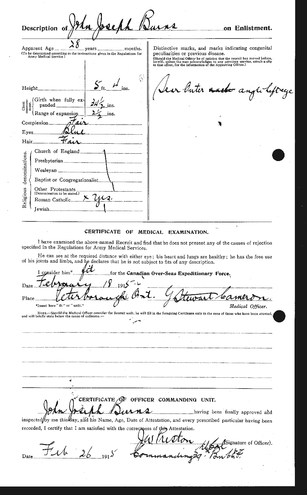 Dossiers du Personnel de la Première Guerre mondiale - CEC 275497b