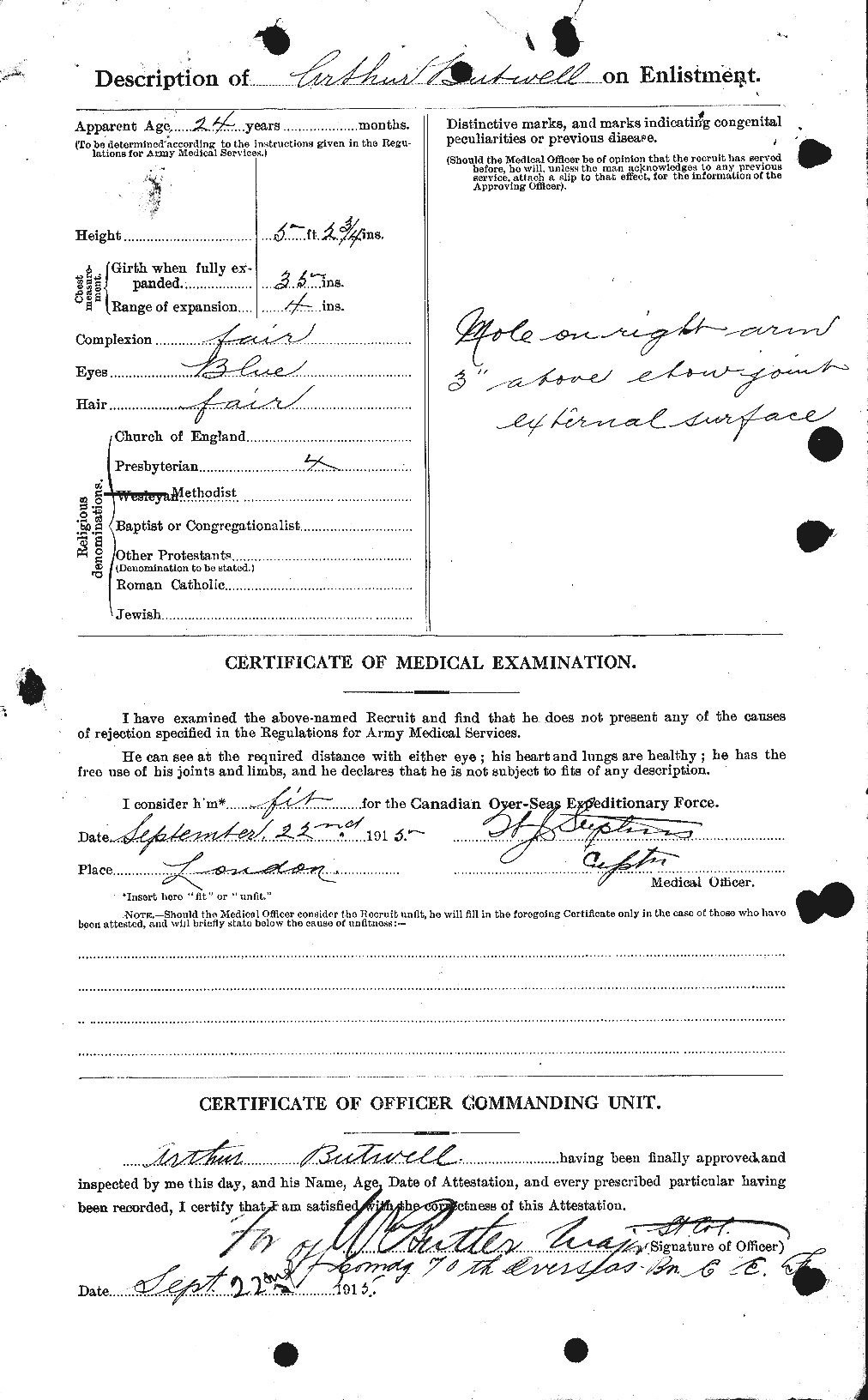 Dossiers du Personnel de la Première Guerre mondiale - CEC 275554b