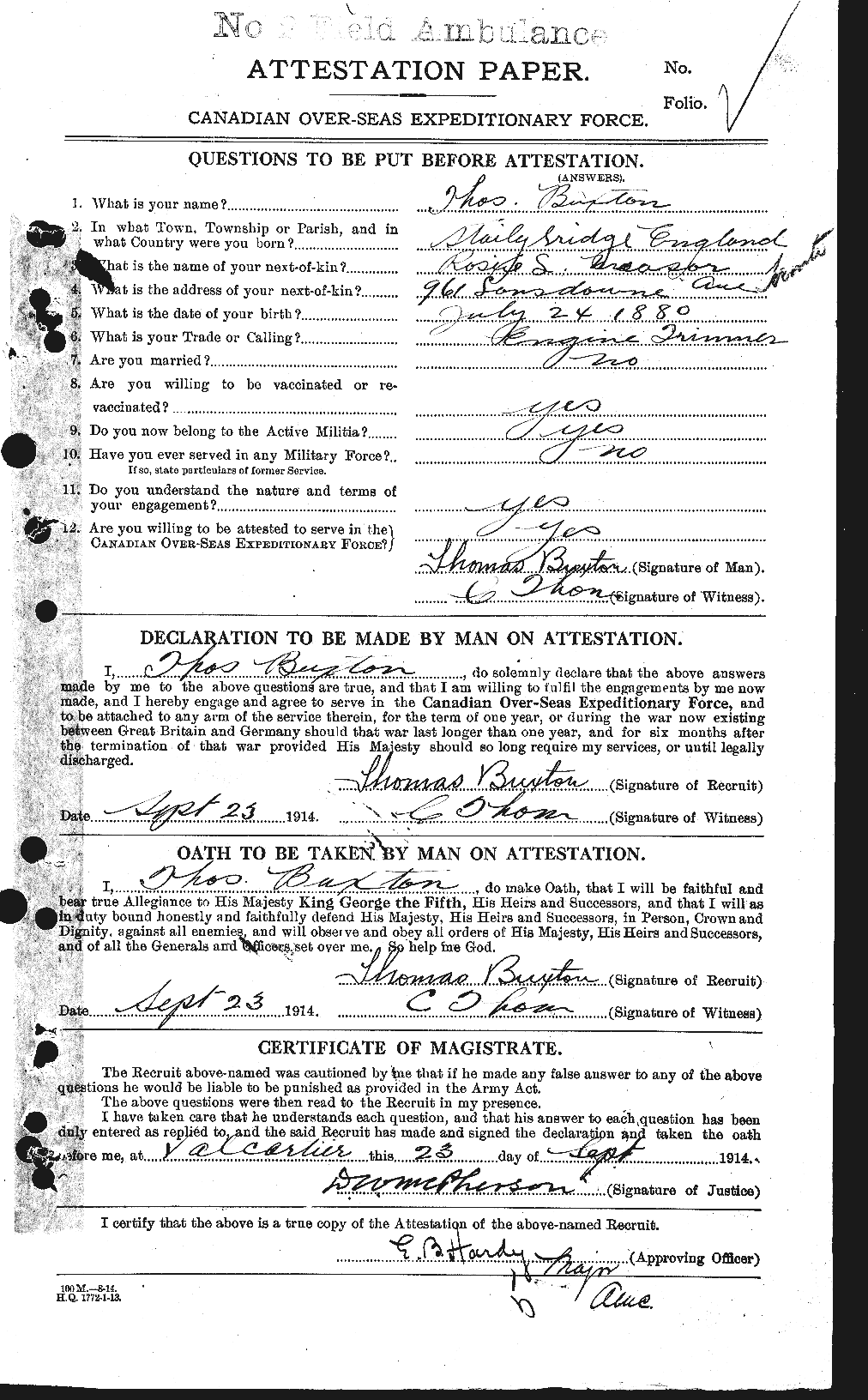 Personnel Records of the First World War - CEF 275591a