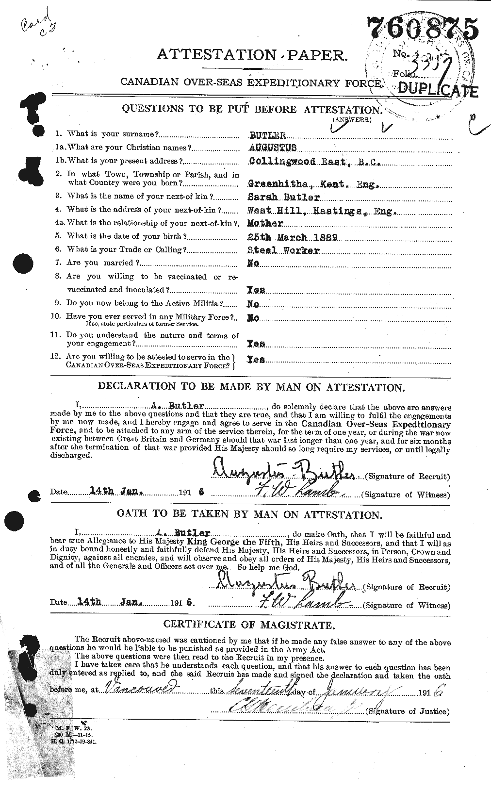 Personnel Records of the First World War - CEF 275802a