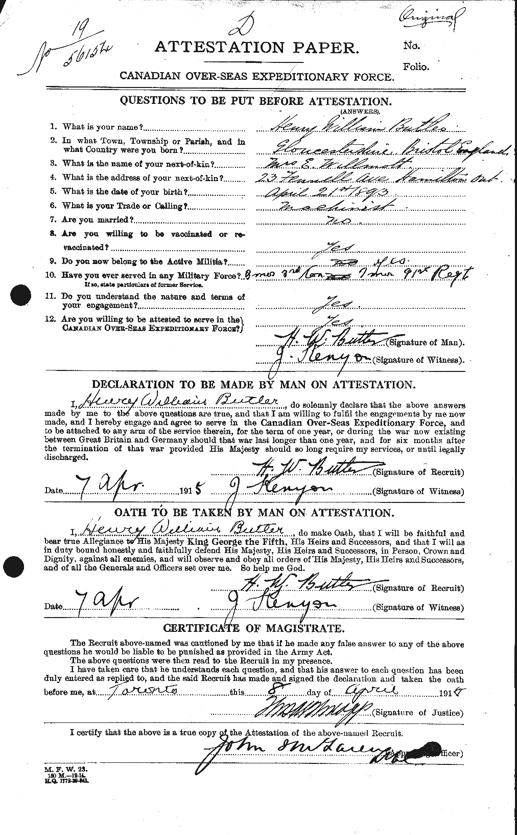 Personnel Records of the First World War - CEF 275961a