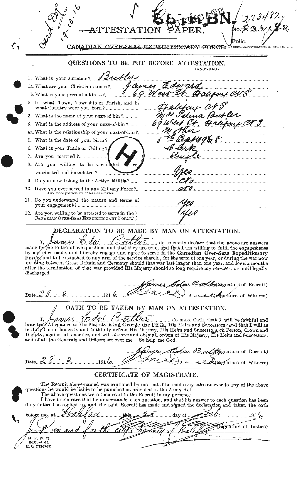 Personnel Records of the First World War - CEF 275996a
