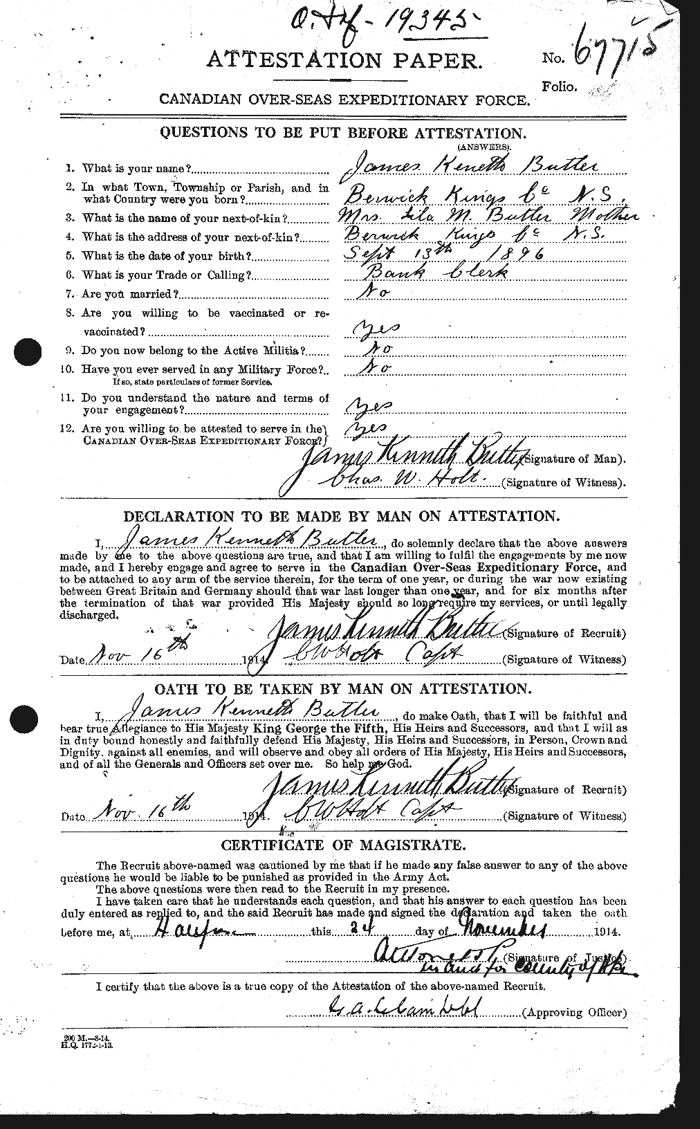 Personnel Records of the First World War - CEF 276003a