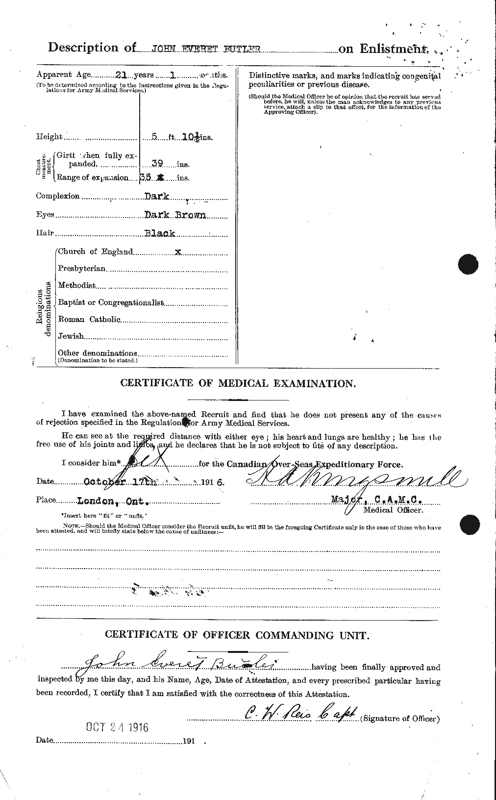Dossiers du Personnel de la Première Guerre mondiale - CEC 276043b