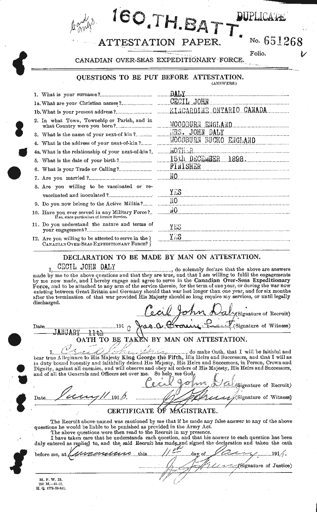 Personnel Records of the First World War - CEF 276275a