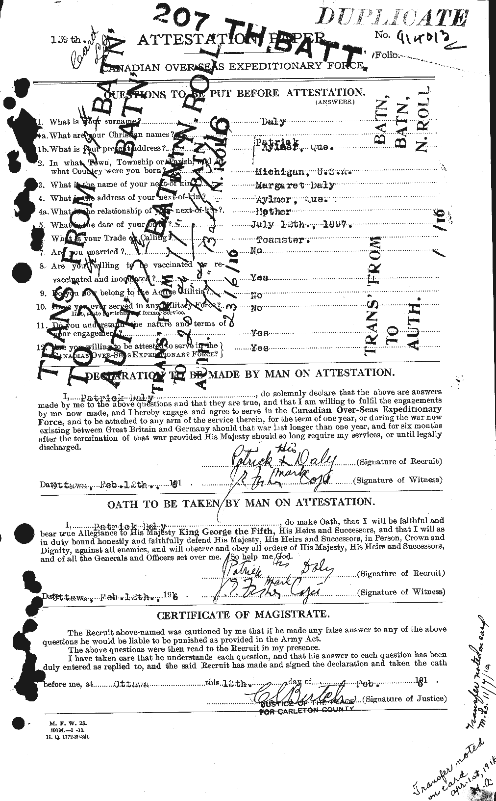 Personnel Records of the First World War - CEF 276388a