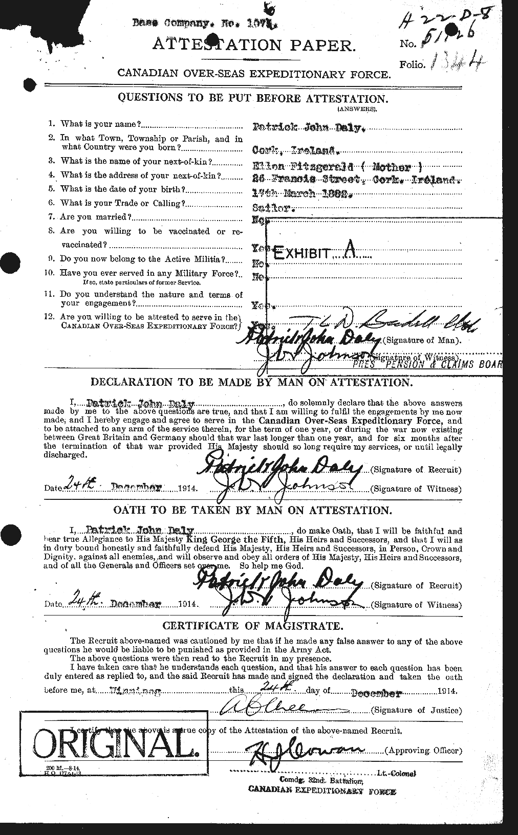 Personnel Records of the First World War - CEF 276392a