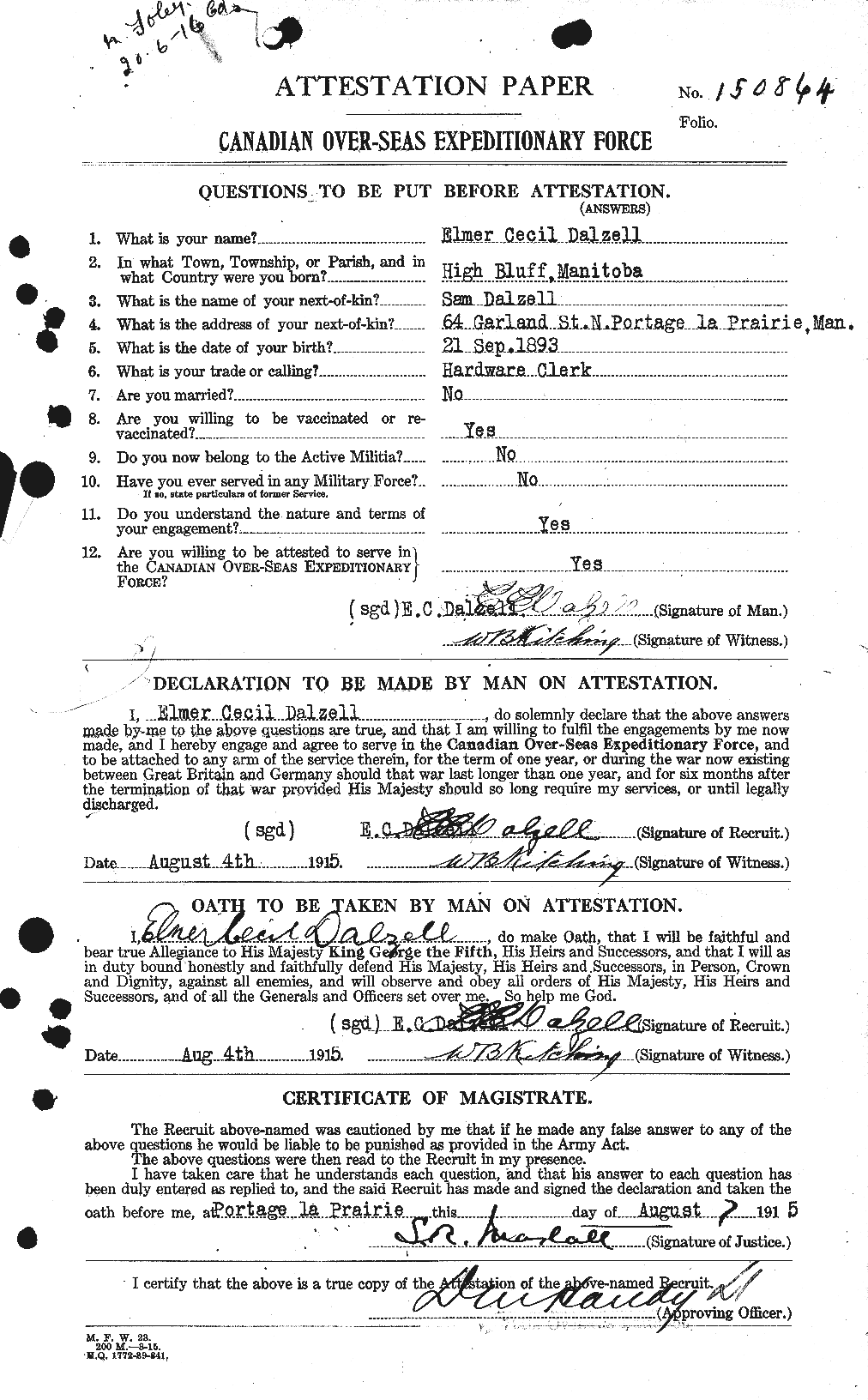 Personnel Records of the First World War - CEF 276437a
