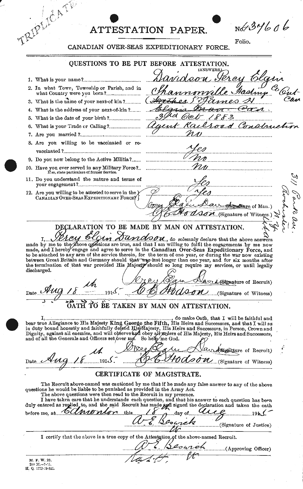 Personnel Records of the First World War - CEF 276875a
