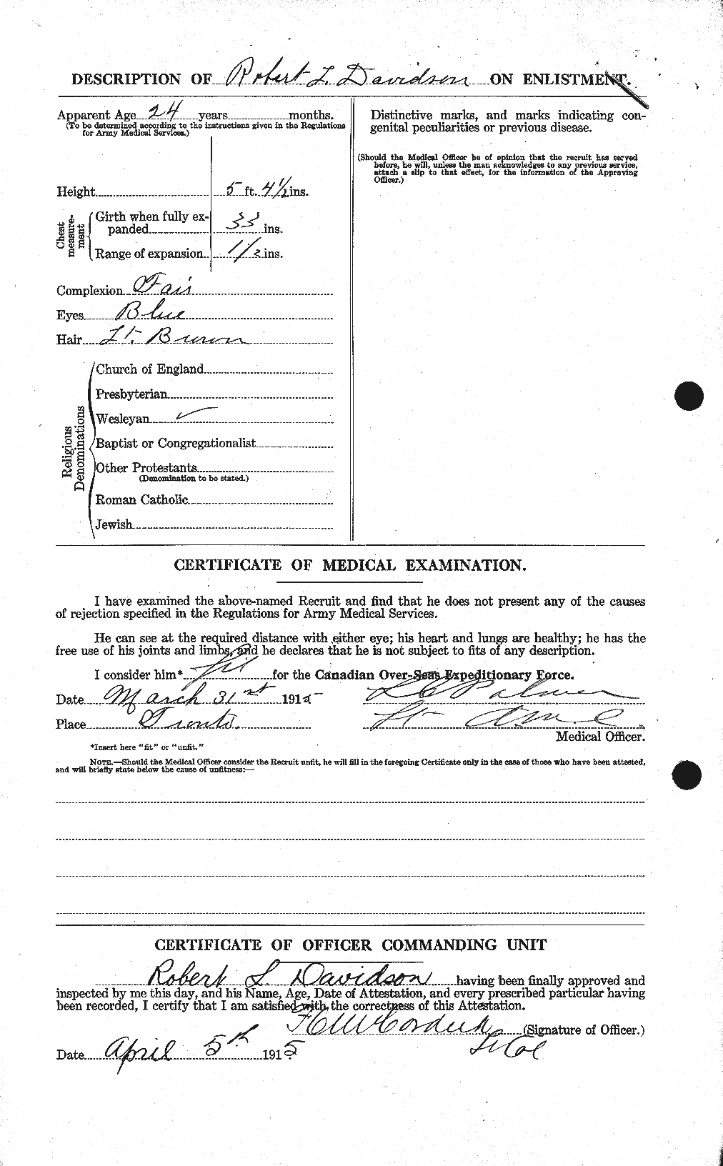 Dossiers du Personnel de la Première Guerre mondiale - CEC 276931b