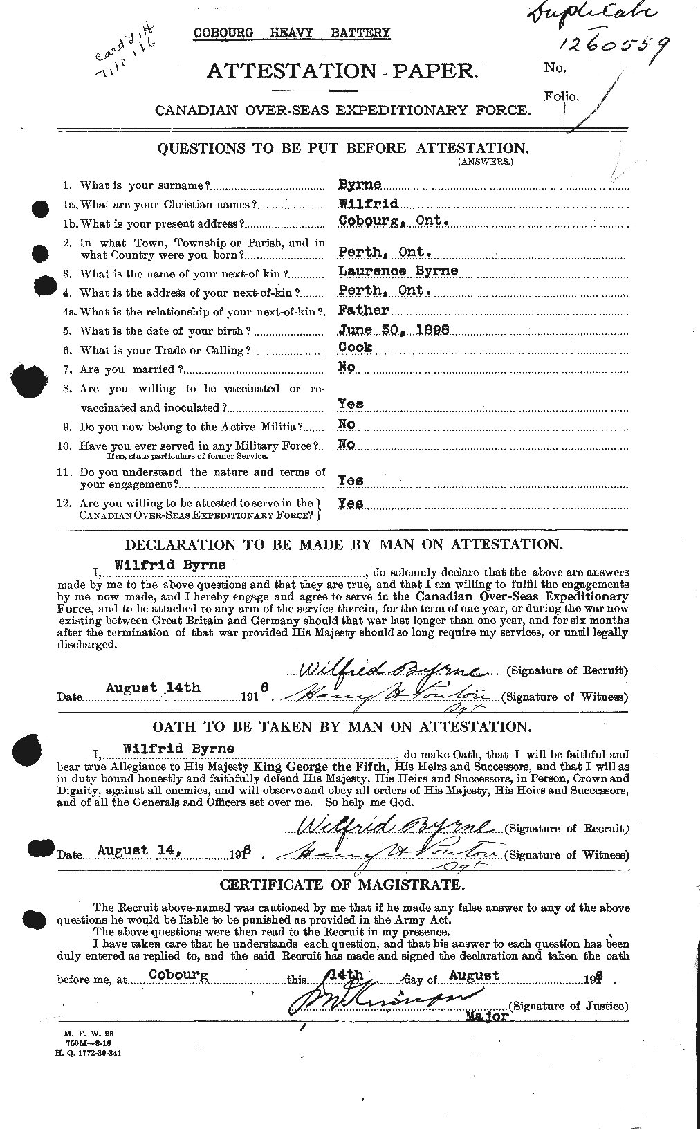 Personnel Records of the First World War - CEF 277169a