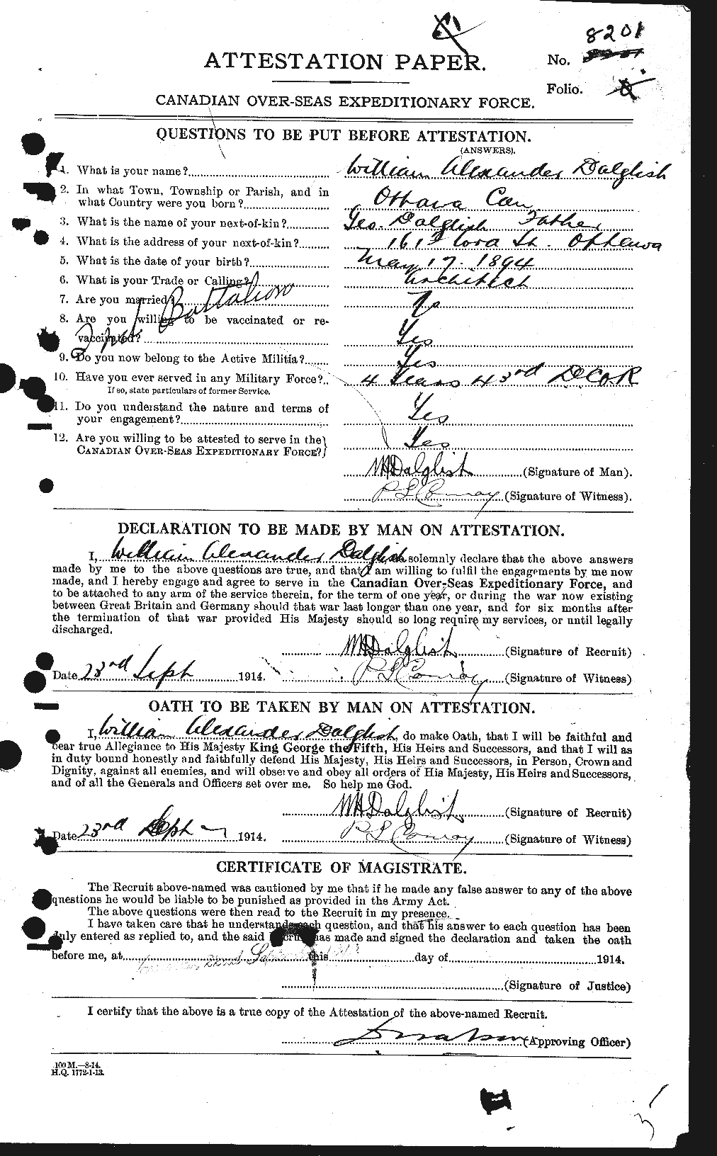Personnel Records of the First World War - CEF 277460a