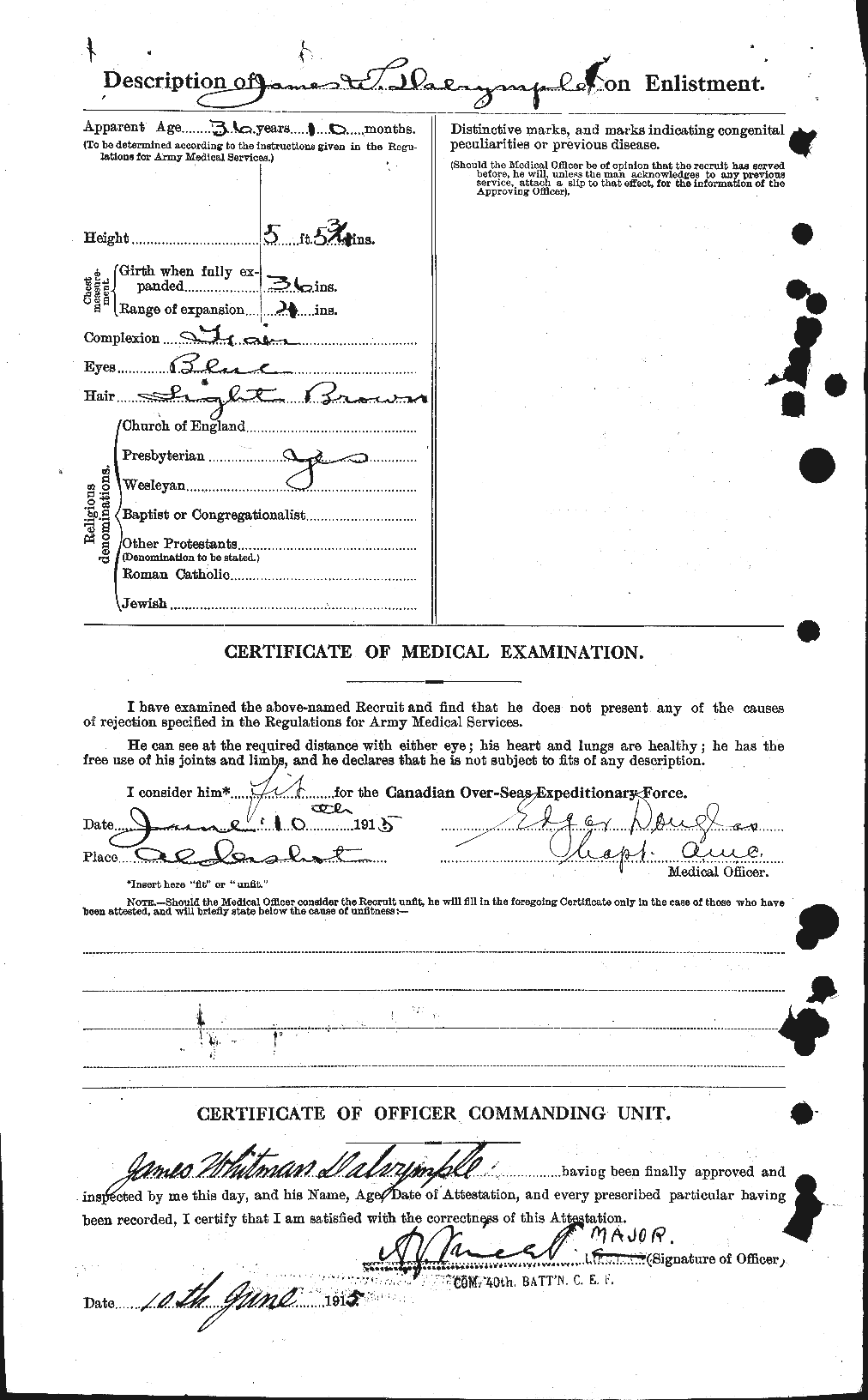 Dossiers du Personnel de la Première Guerre mondiale - CEC 277632b