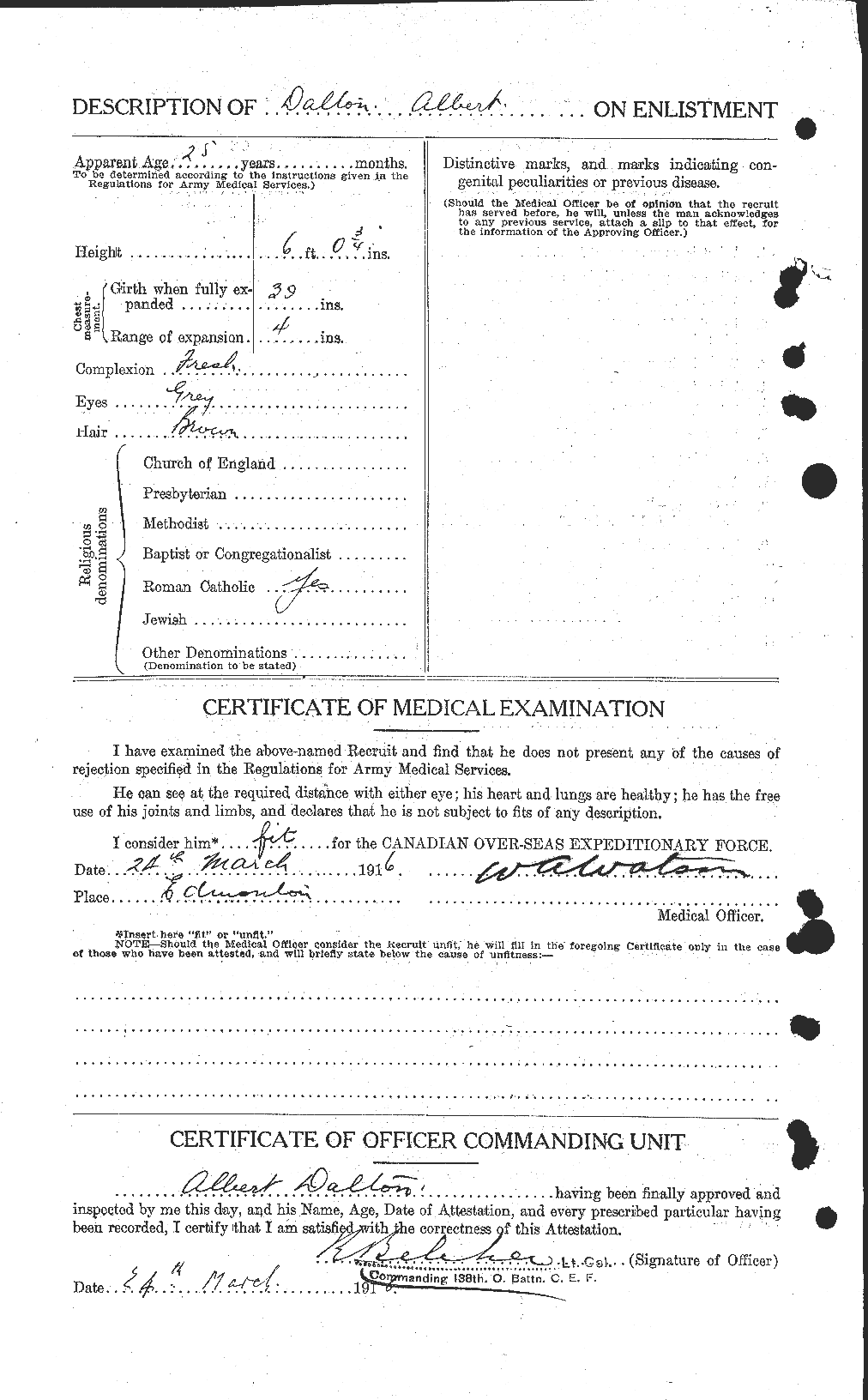 Dossiers du Personnel de la Première Guerre mondiale - CEC 277647b