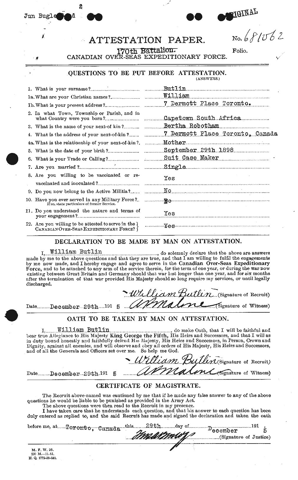 Personnel Records of the First World War - CEF 278134a