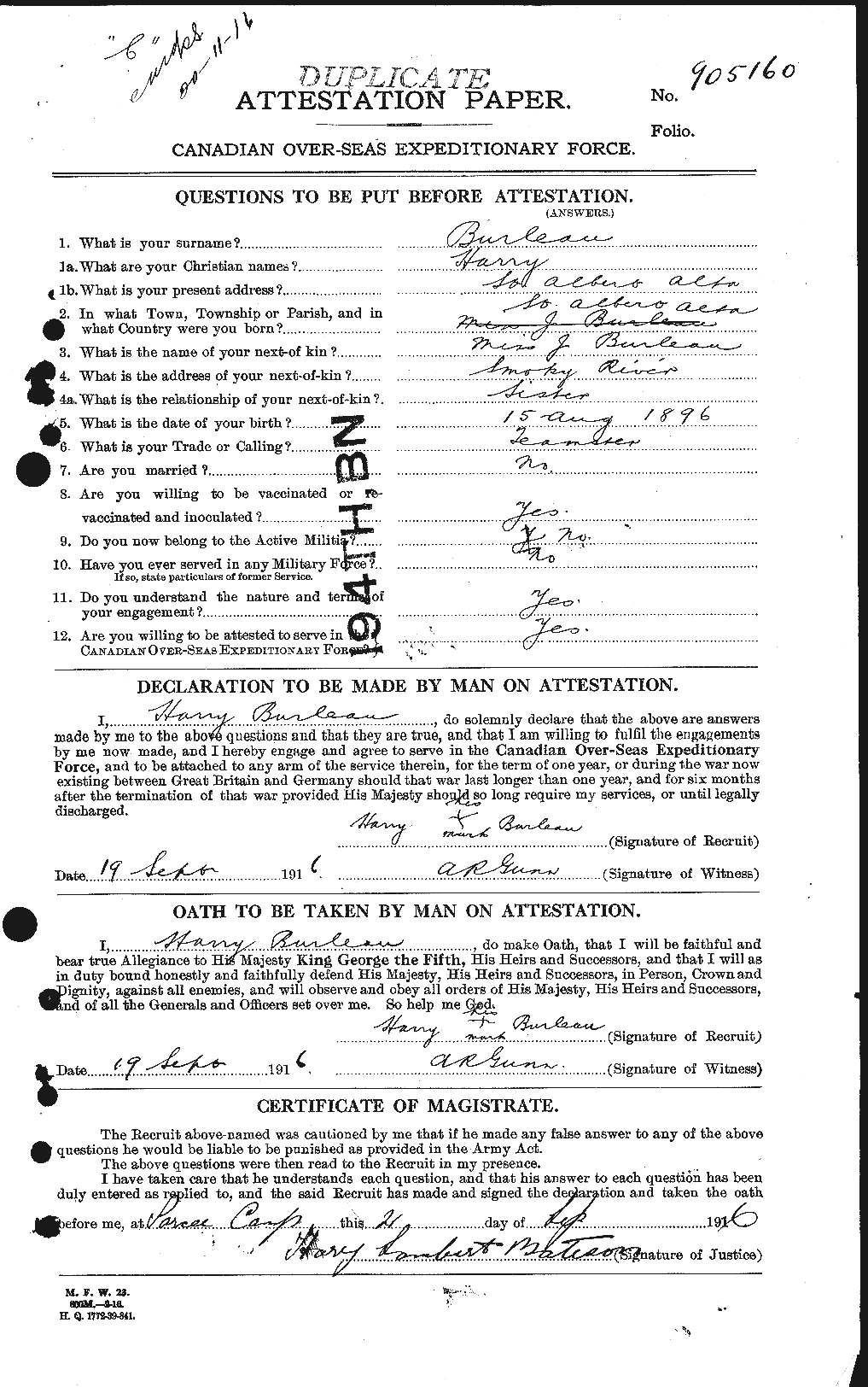Personnel Records of the First World War - CEF 278637a