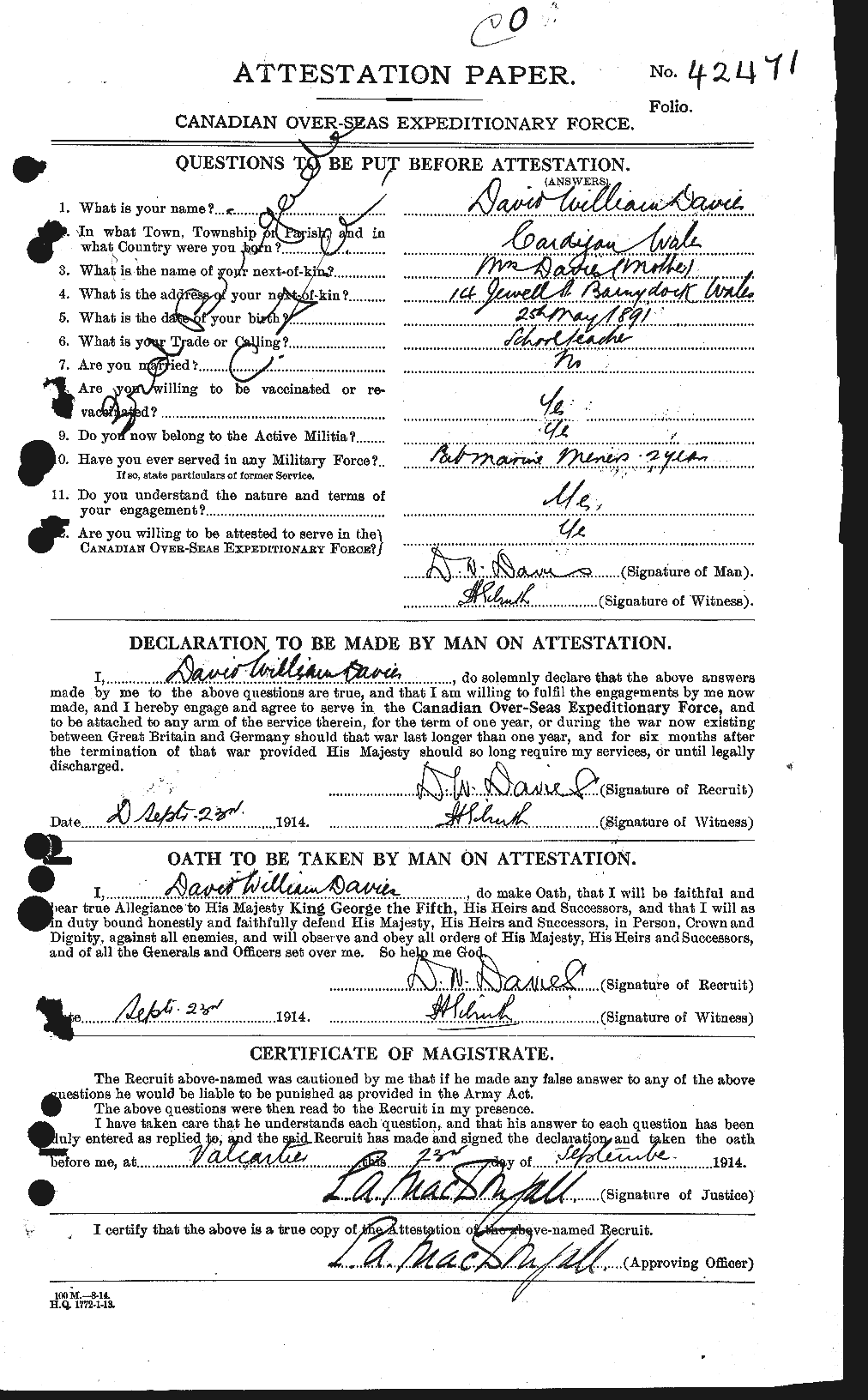 Personnel Records of the First World War - CEF 278818a