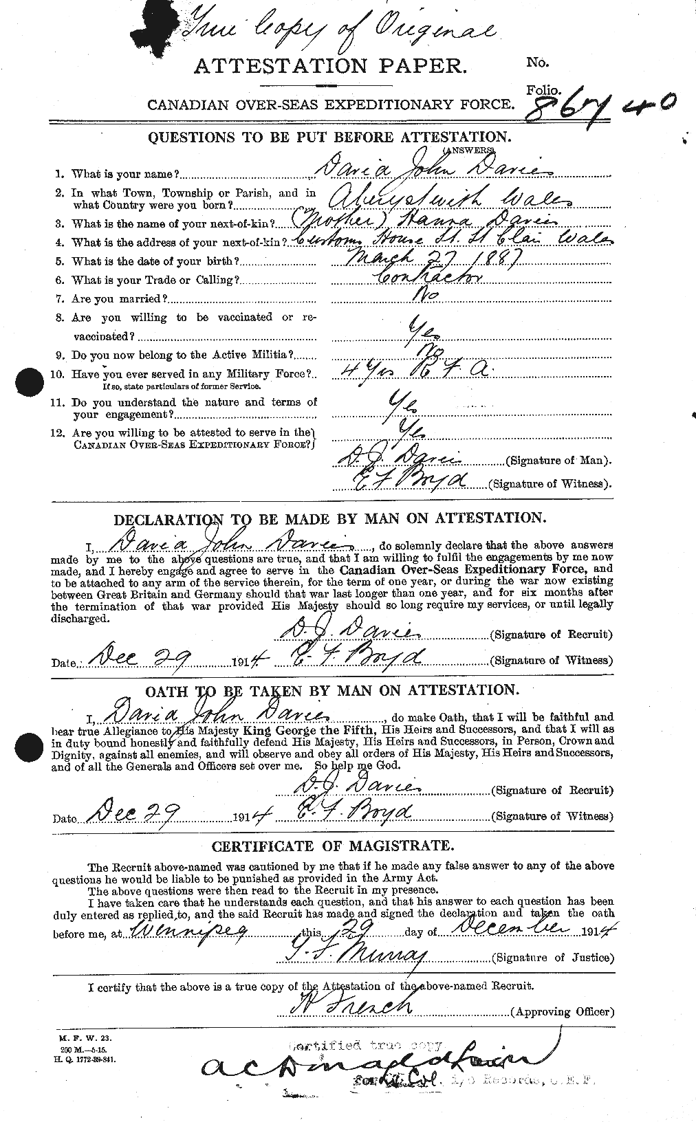 Personnel Records of the First World War - CEF 278970a