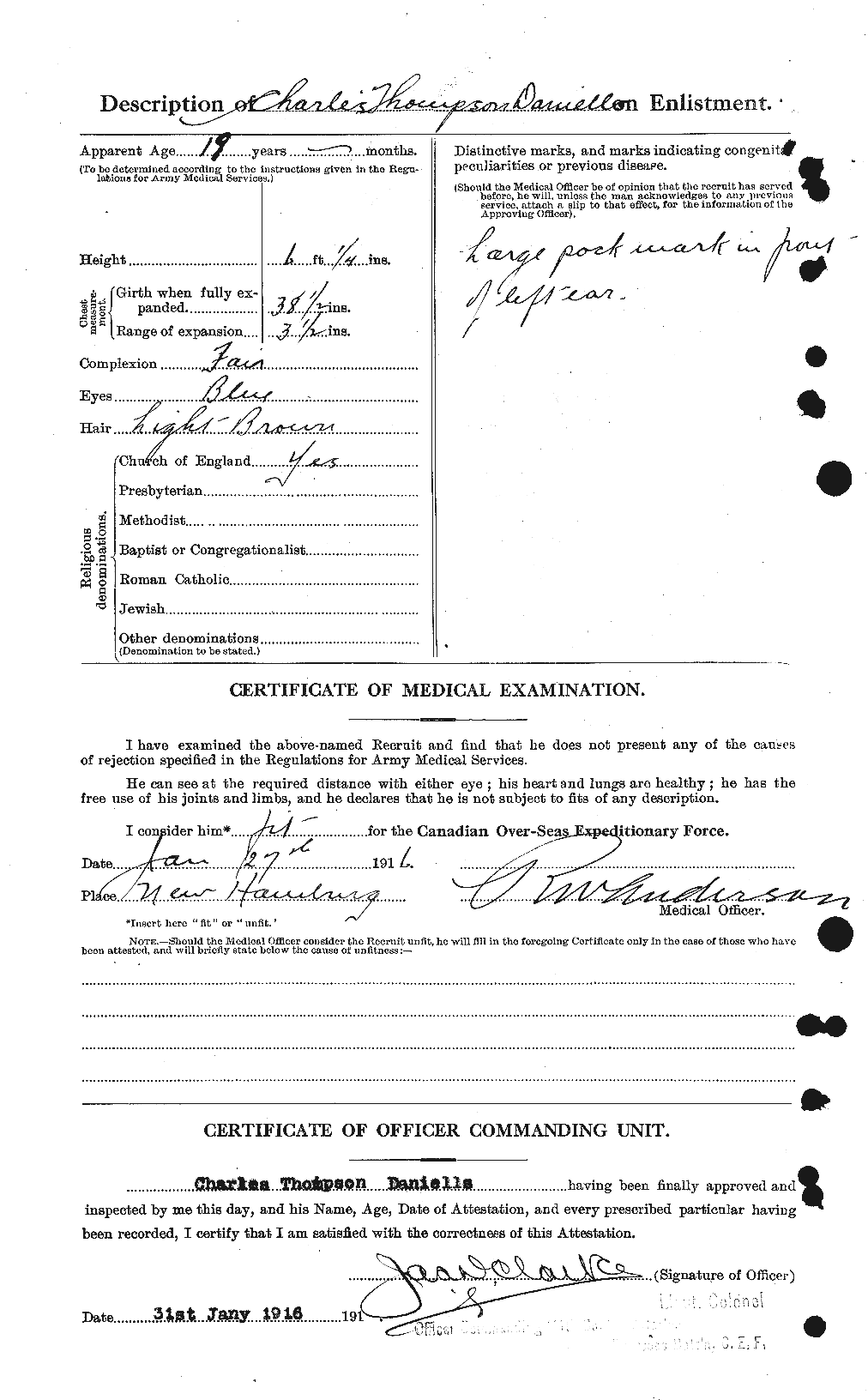 Dossiers du Personnel de la Première Guerre mondiale - CEC 279554b