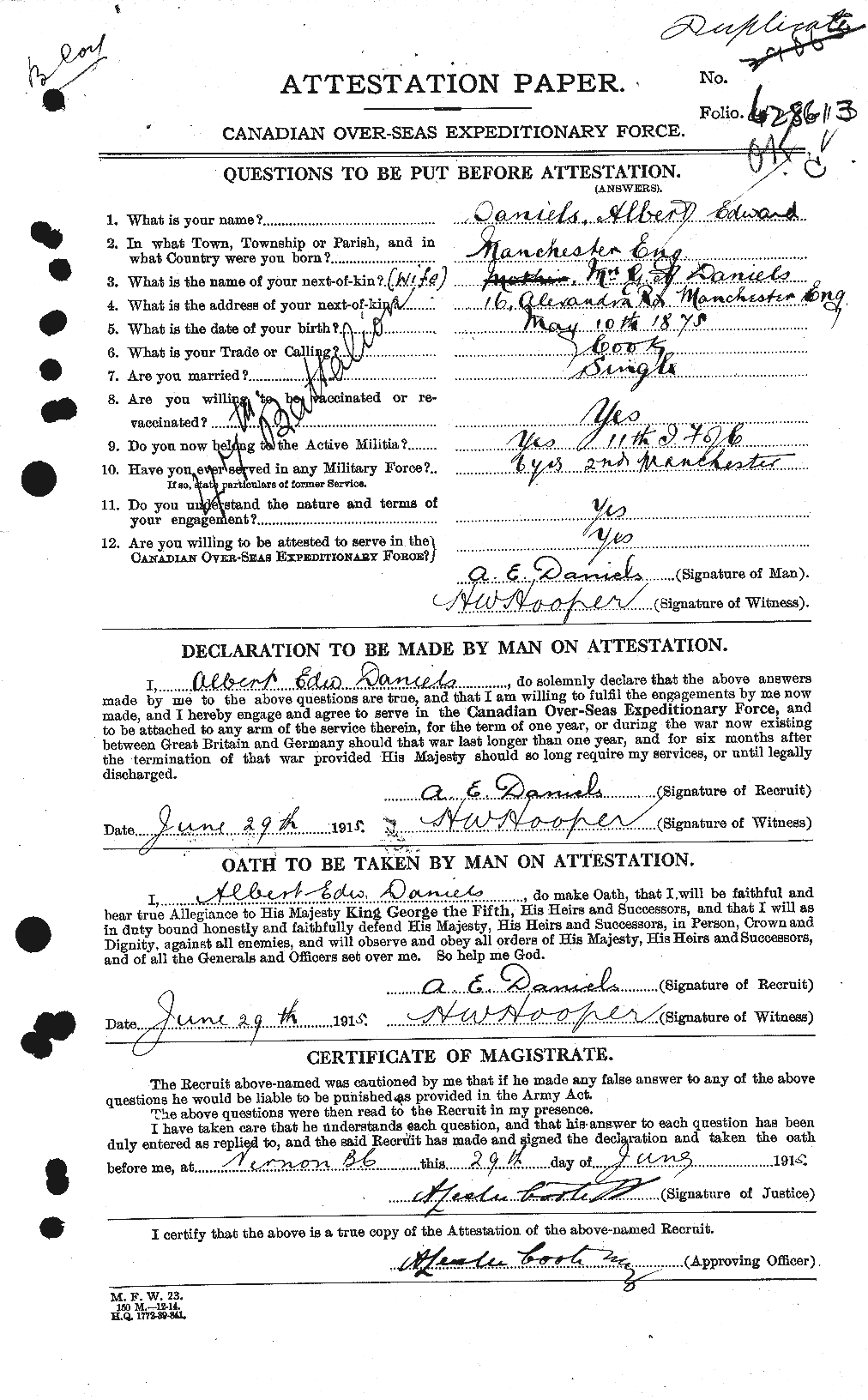 Personnel Records of the First World War - CEF 279558a