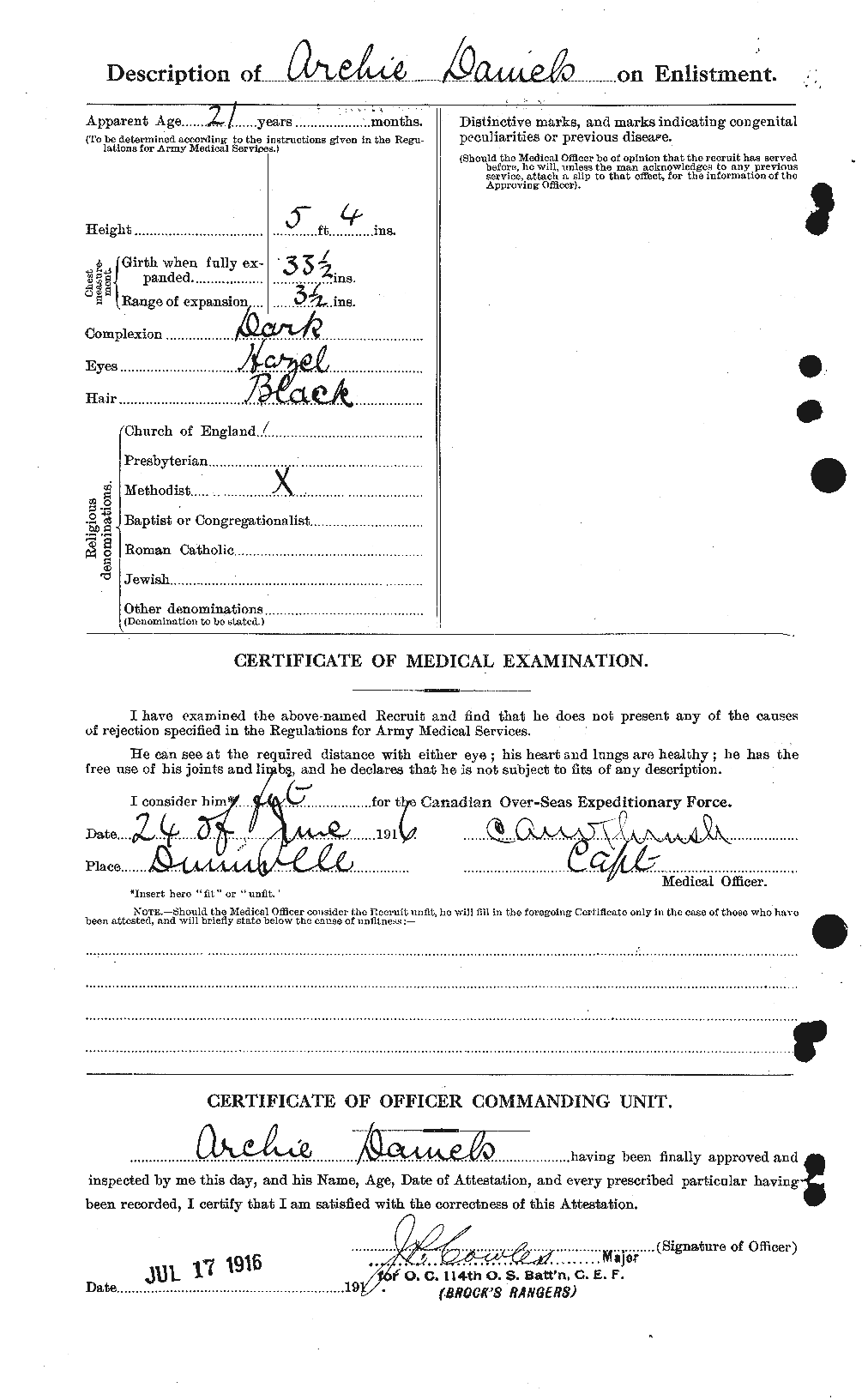 Dossiers du Personnel de la Première Guerre mondiale - CEC 279568b