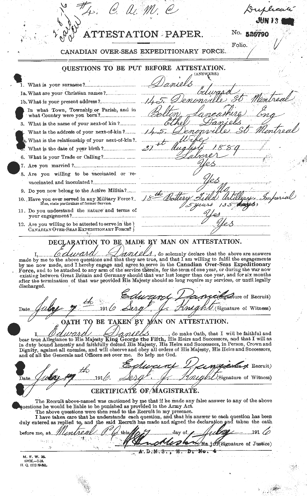Personnel Records of the First World War - CEF 279582a