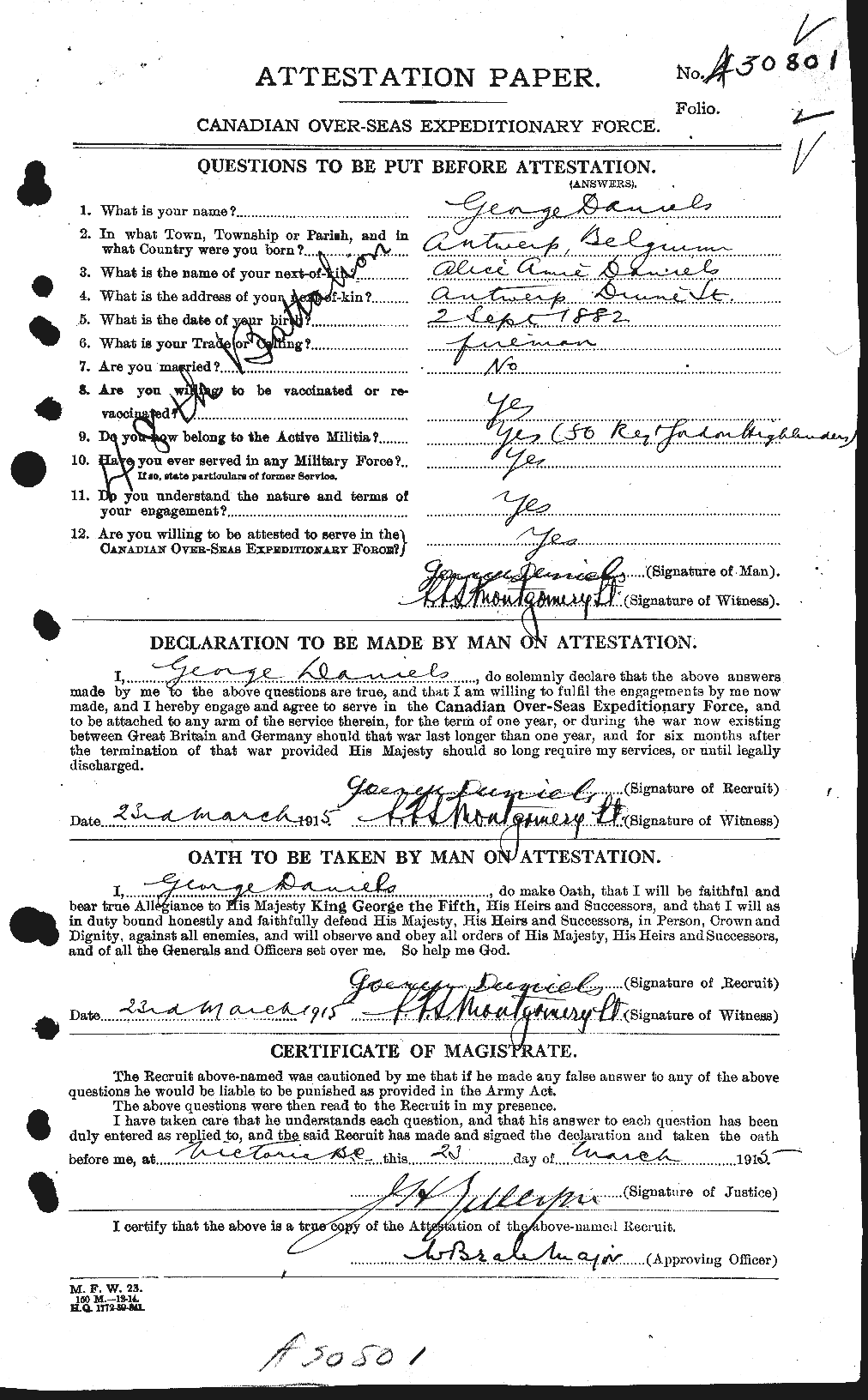Personnel Records of the First World War - CEF 279599a