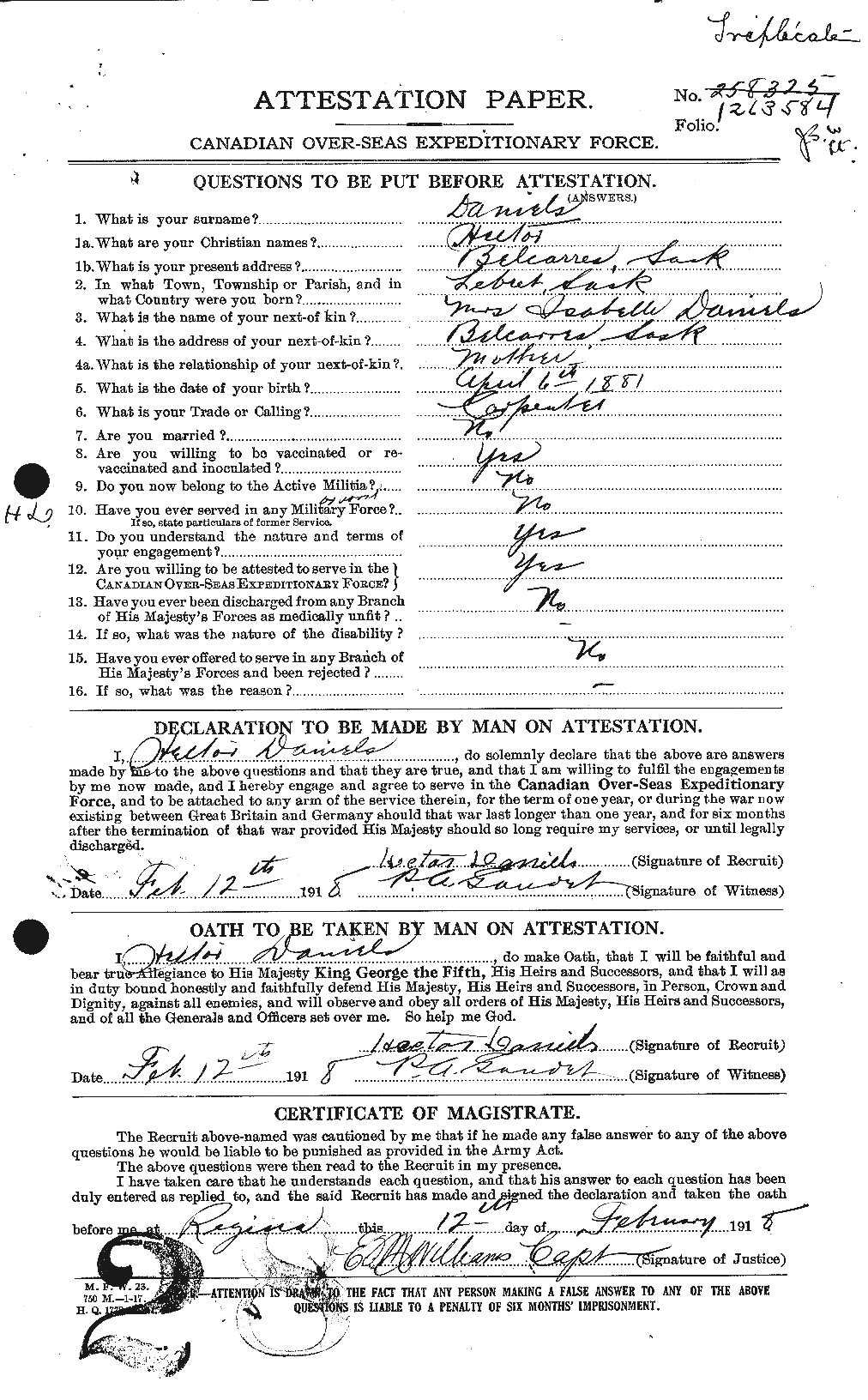 Personnel Records of the First World War - CEF 279614a
