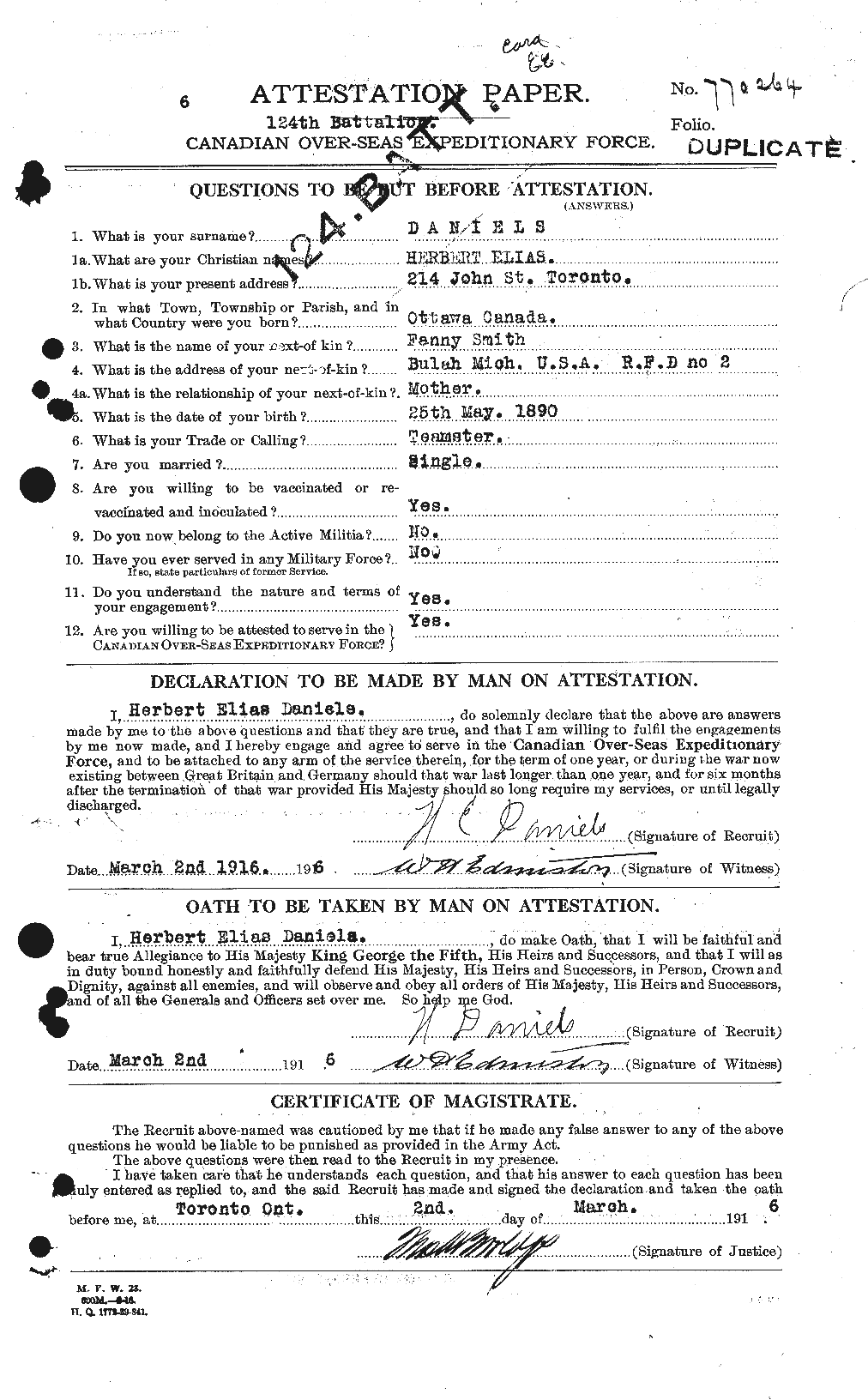 Personnel Records of the First World War - CEF 279620a