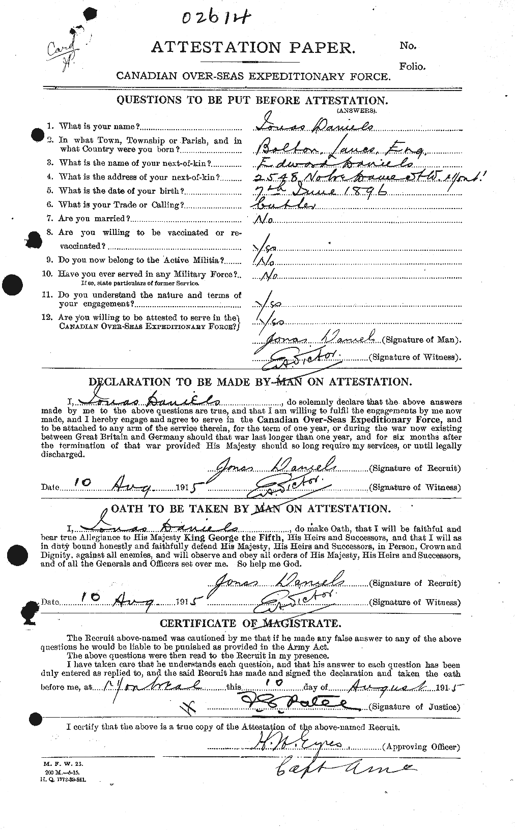Personnel Records of the First World War - CEF 279647a