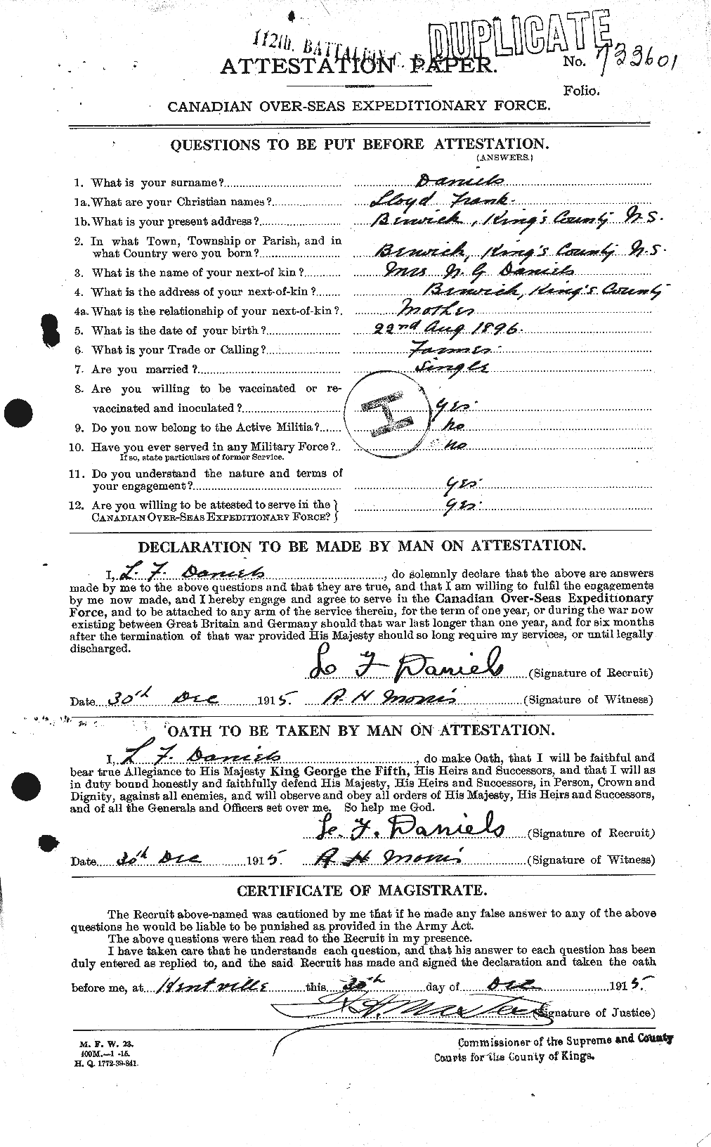 Personnel Records of the First World War - CEF 279652a