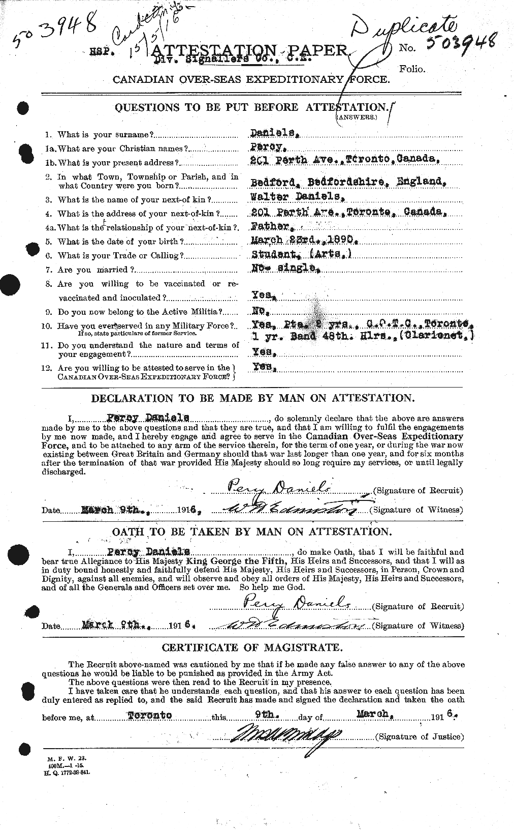Personnel Records of the First World War - CEF 279660a