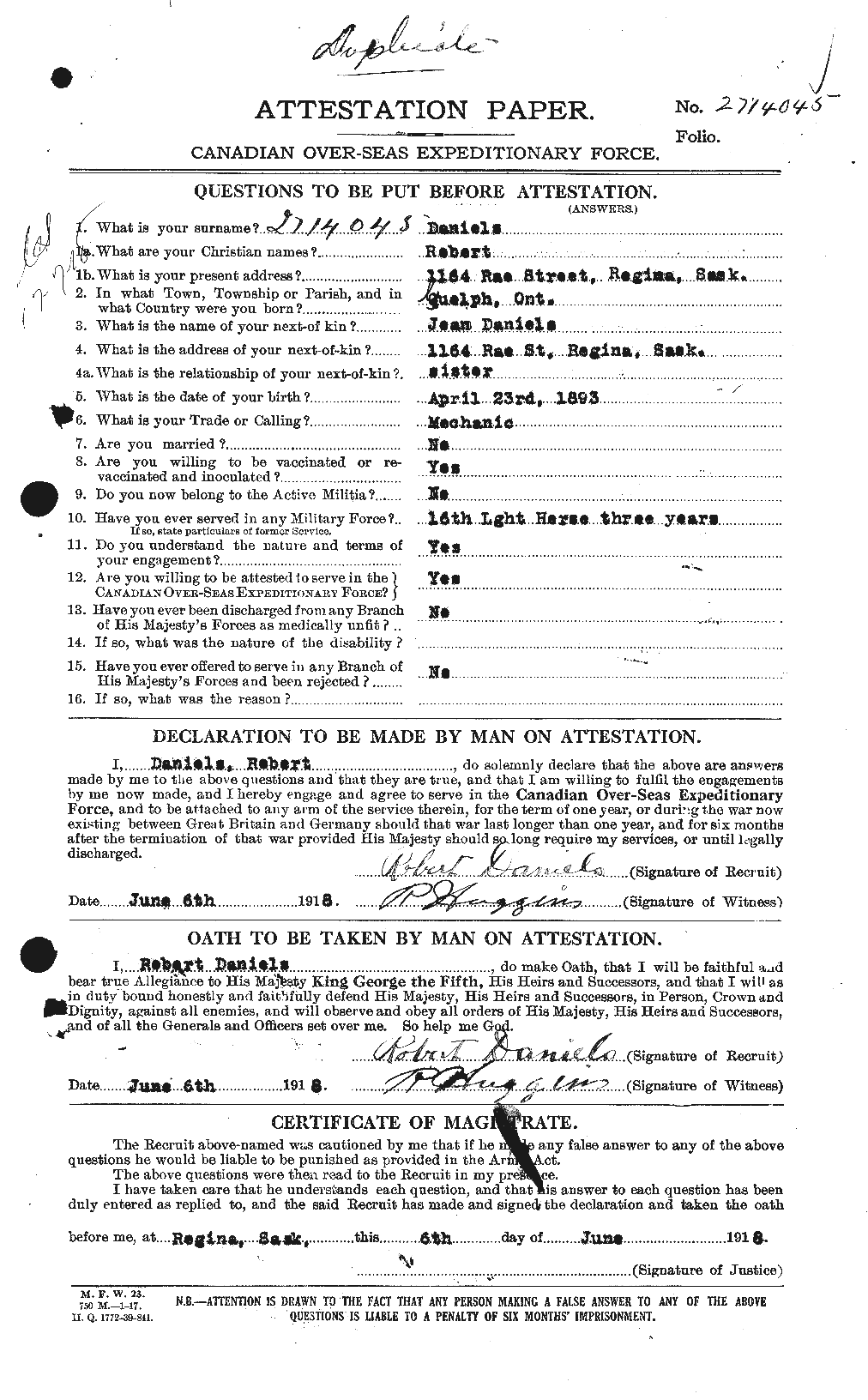Personnel Records of the First World War - CEF 279669a