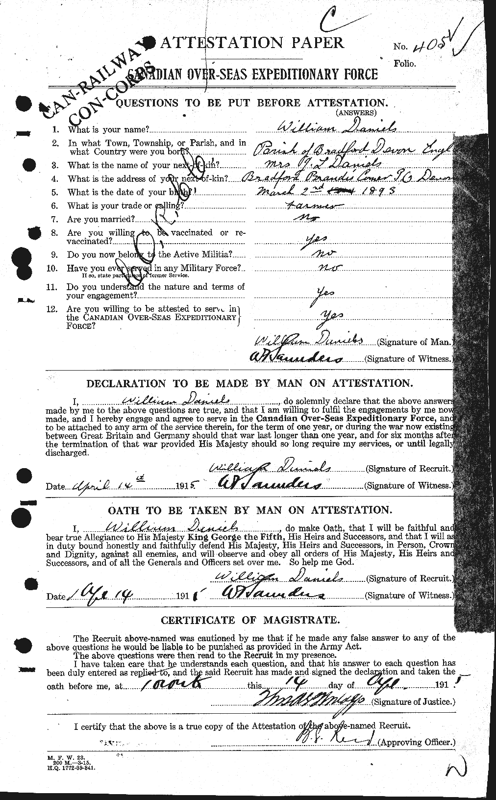 Personnel Records of the First World War - CEF 279694a