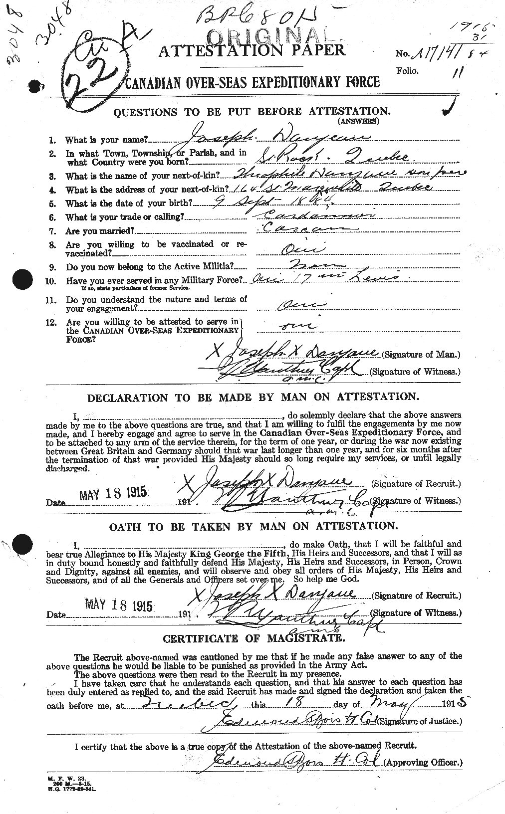 Personnel Records of the First World War - CEF 279764a