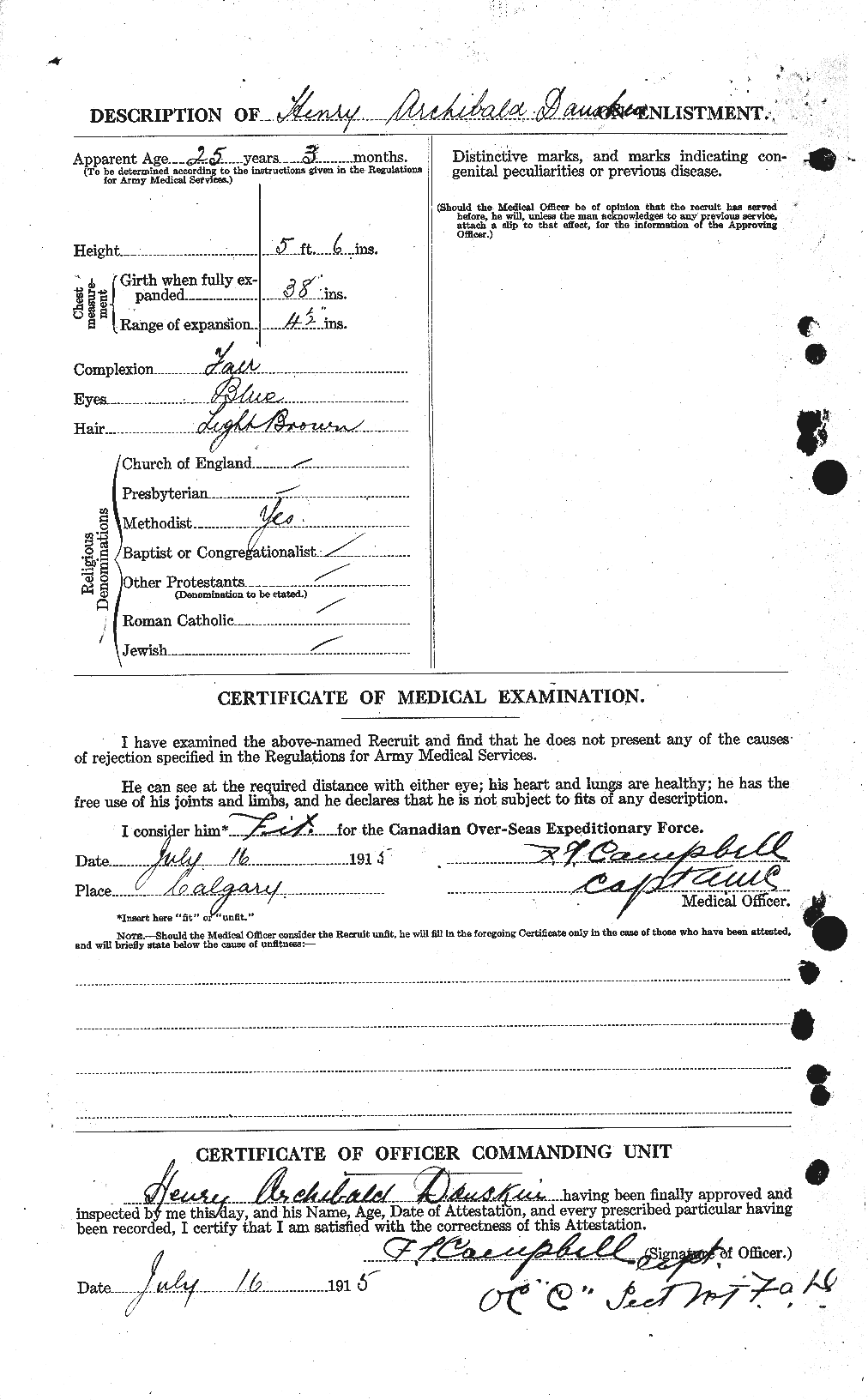 Dossiers du Personnel de la Première Guerre mondiale - CEC 279862b