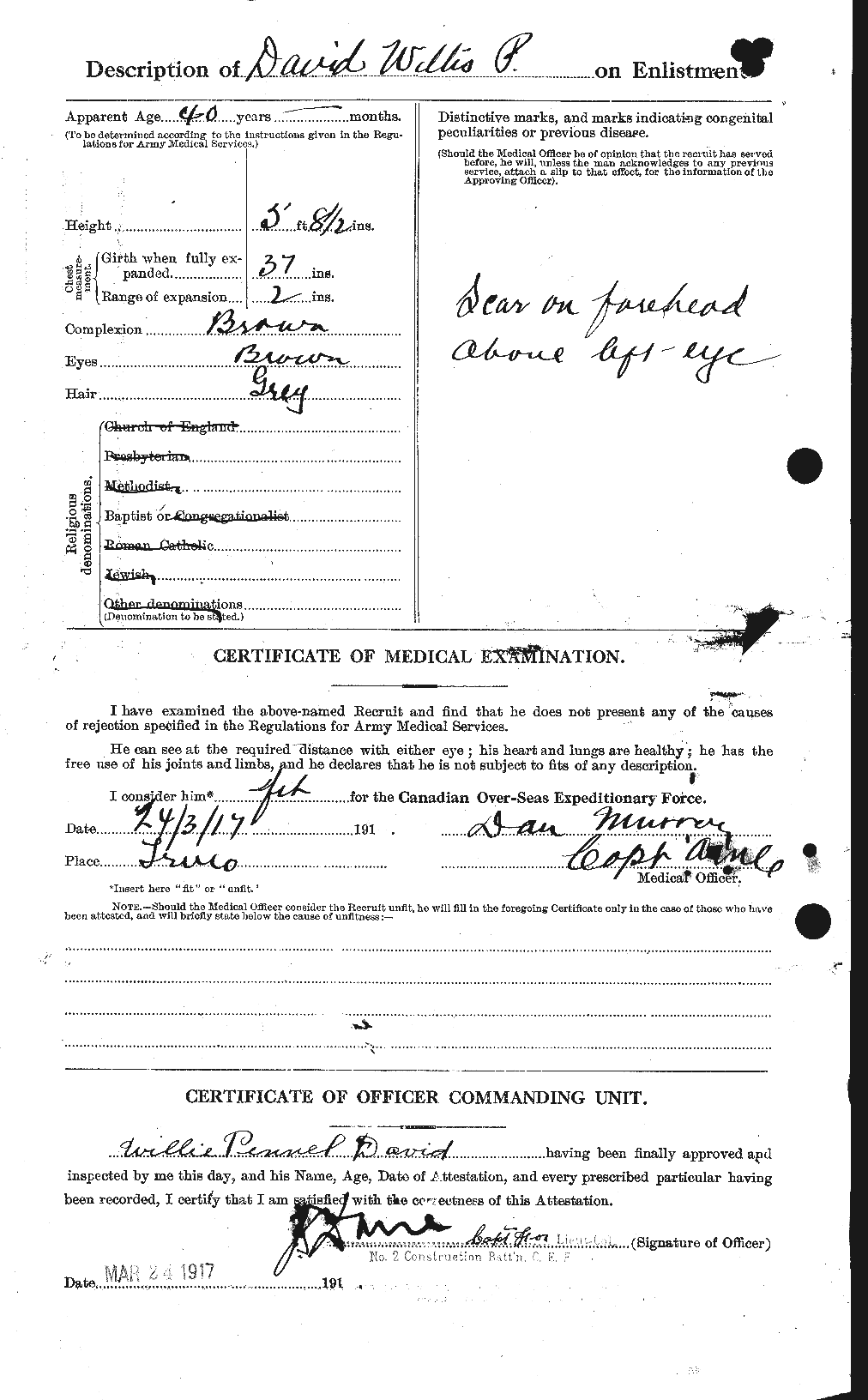 Dossiers du Personnel de la Première Guerre mondiale - CEC 280652b