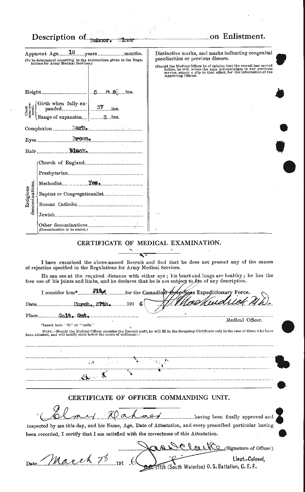 Dossiers du Personnel de la Première Guerre mondiale - CEC 280821b