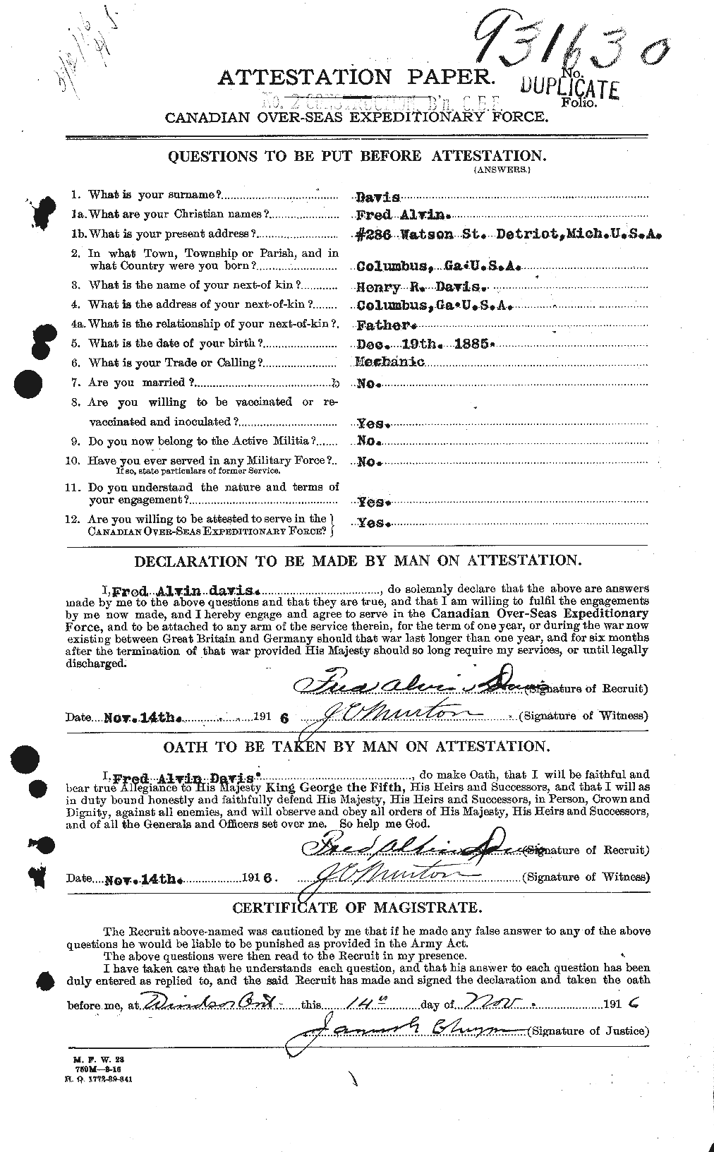Personnel Records of the First World War - CEF 281927a