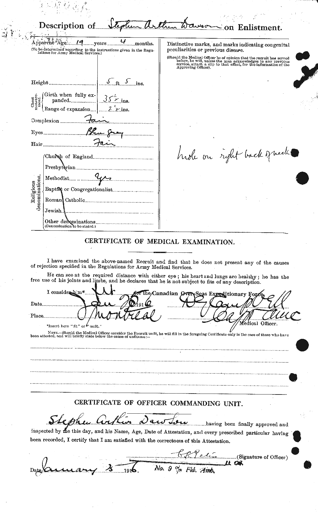 Dossiers du Personnel de la Première Guerre mondiale - CEC 282821b